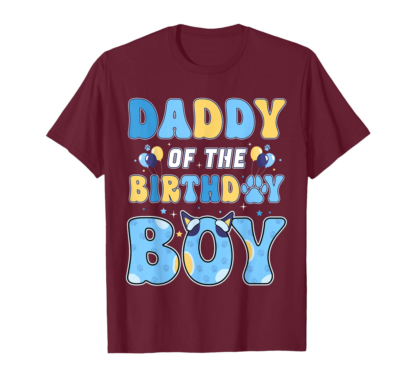 Daddy of The Birthday Boy Family Blue Dog Fun Birthday Party T-Shirt