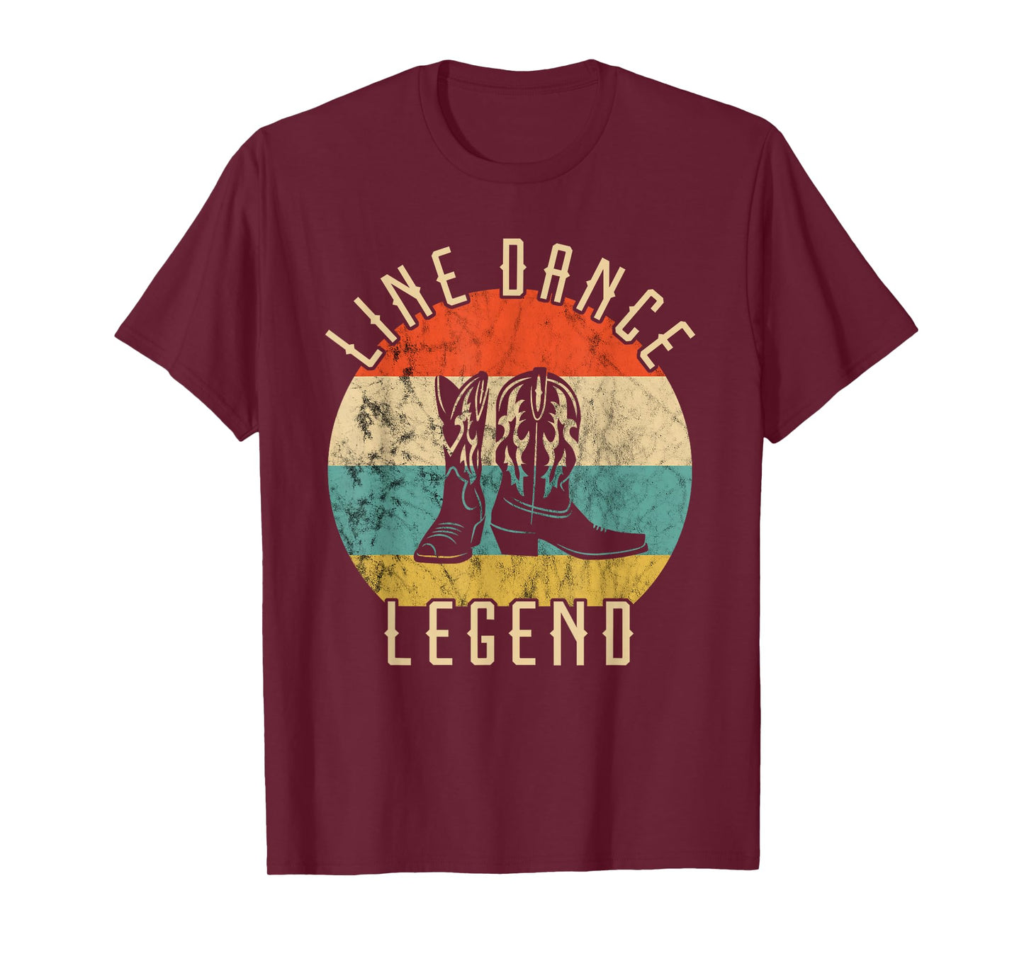 Line Dance Legend Cowboy Boots Retro Vintage Sunset T-Shirt