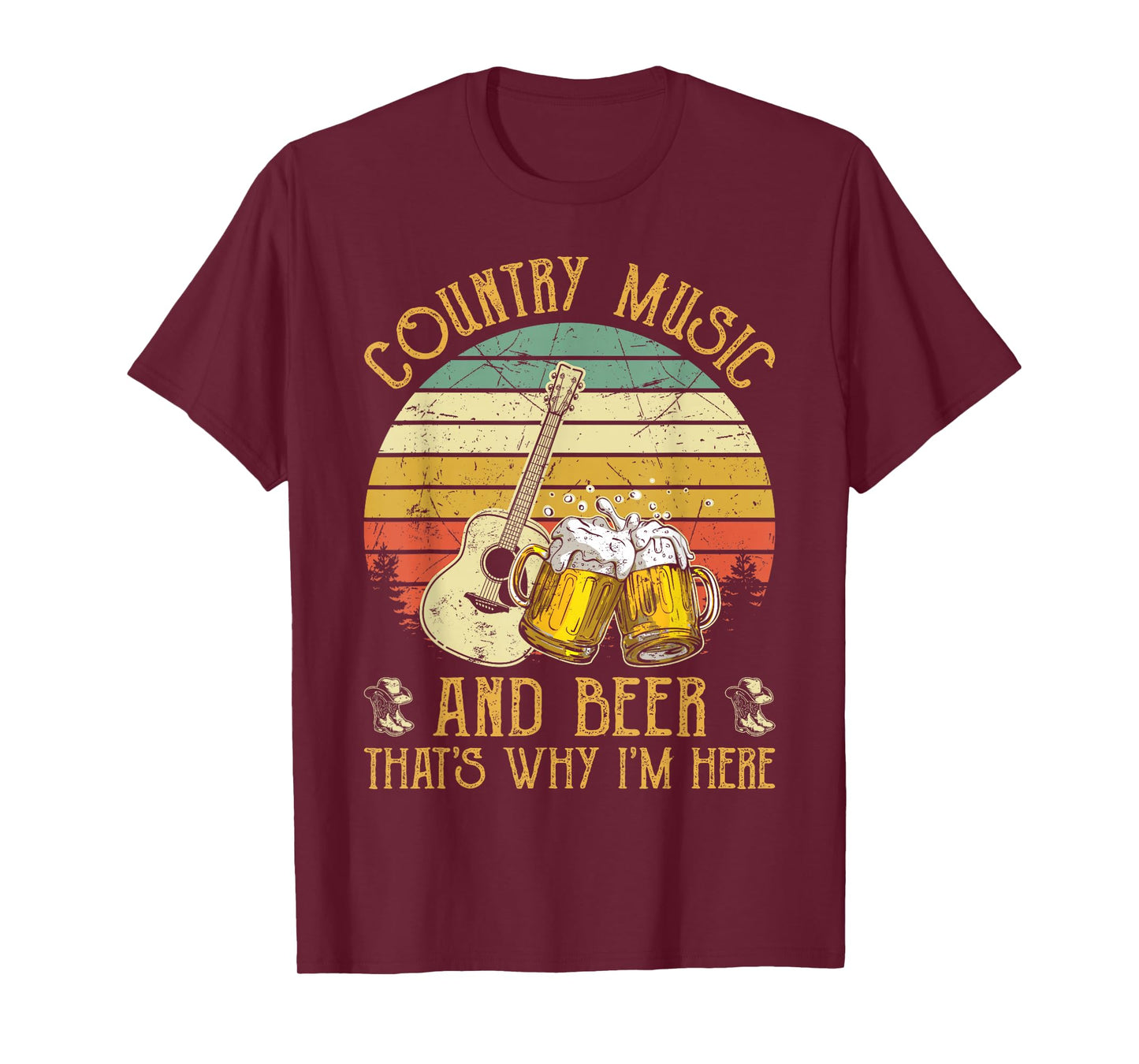 Vintage Retro Country Music And Beer That's Why I'm Here T-Shirt