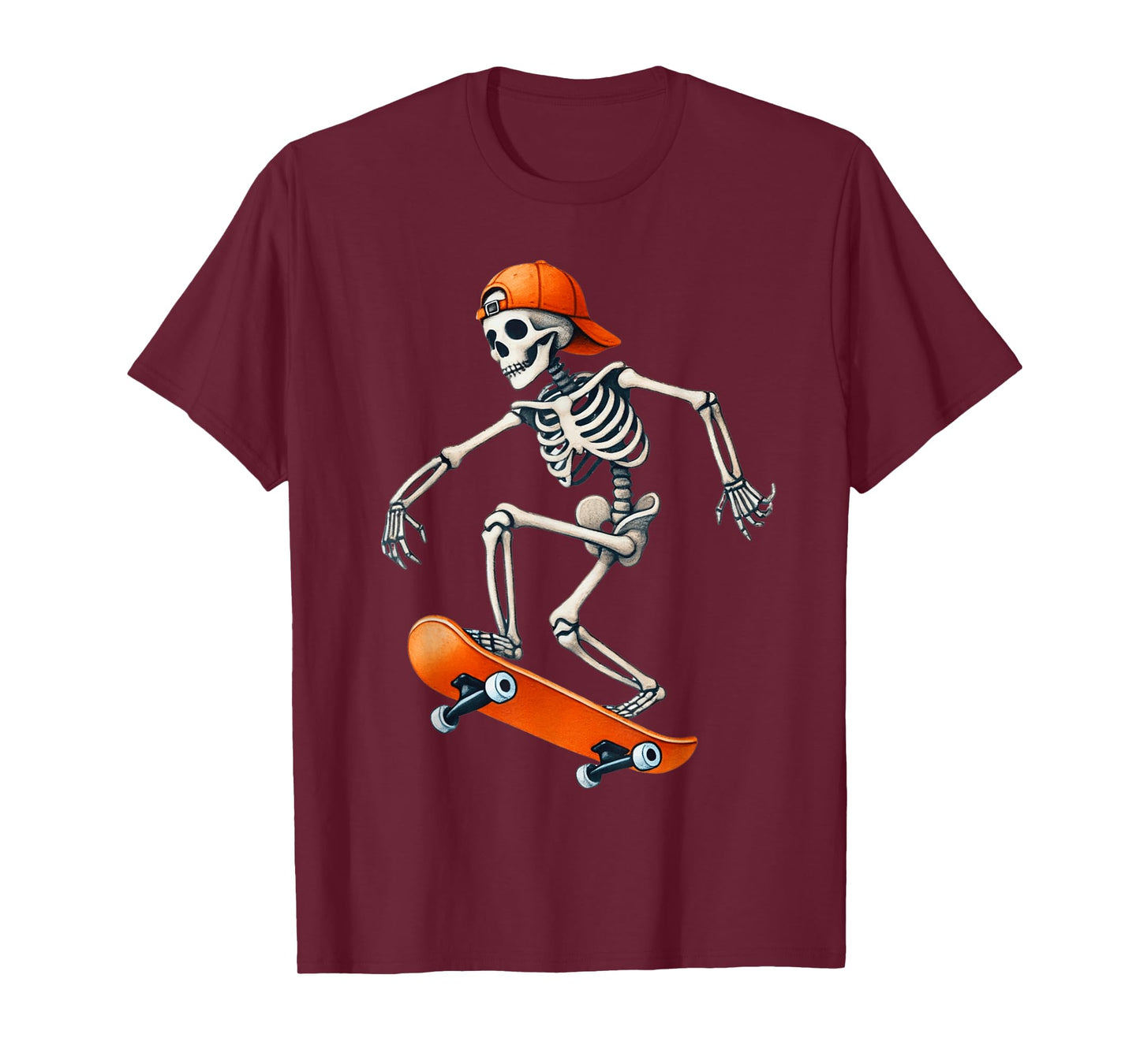 Skateboard Skeleton Halloween Costume Funny Men Boys Kids T-Shirt