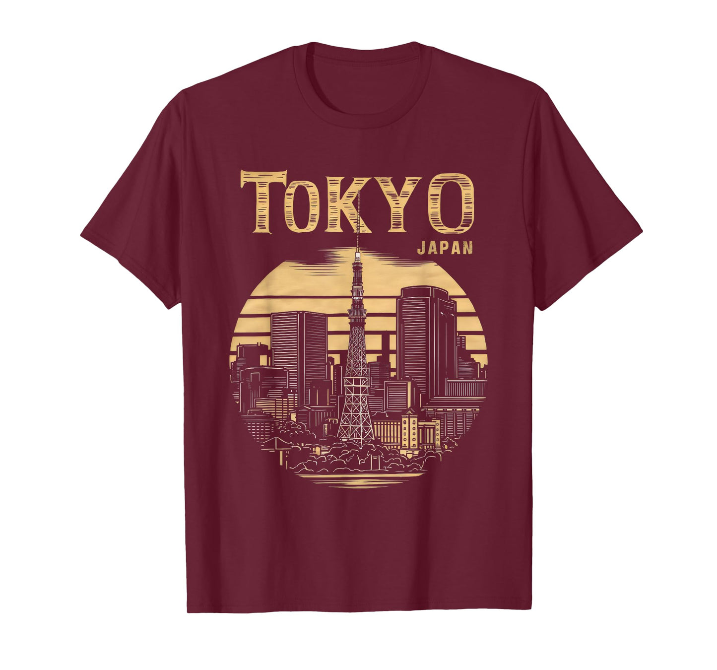 Tokyo Skyline Tower Woodblock Japanese Style Art Japan T-Shirt