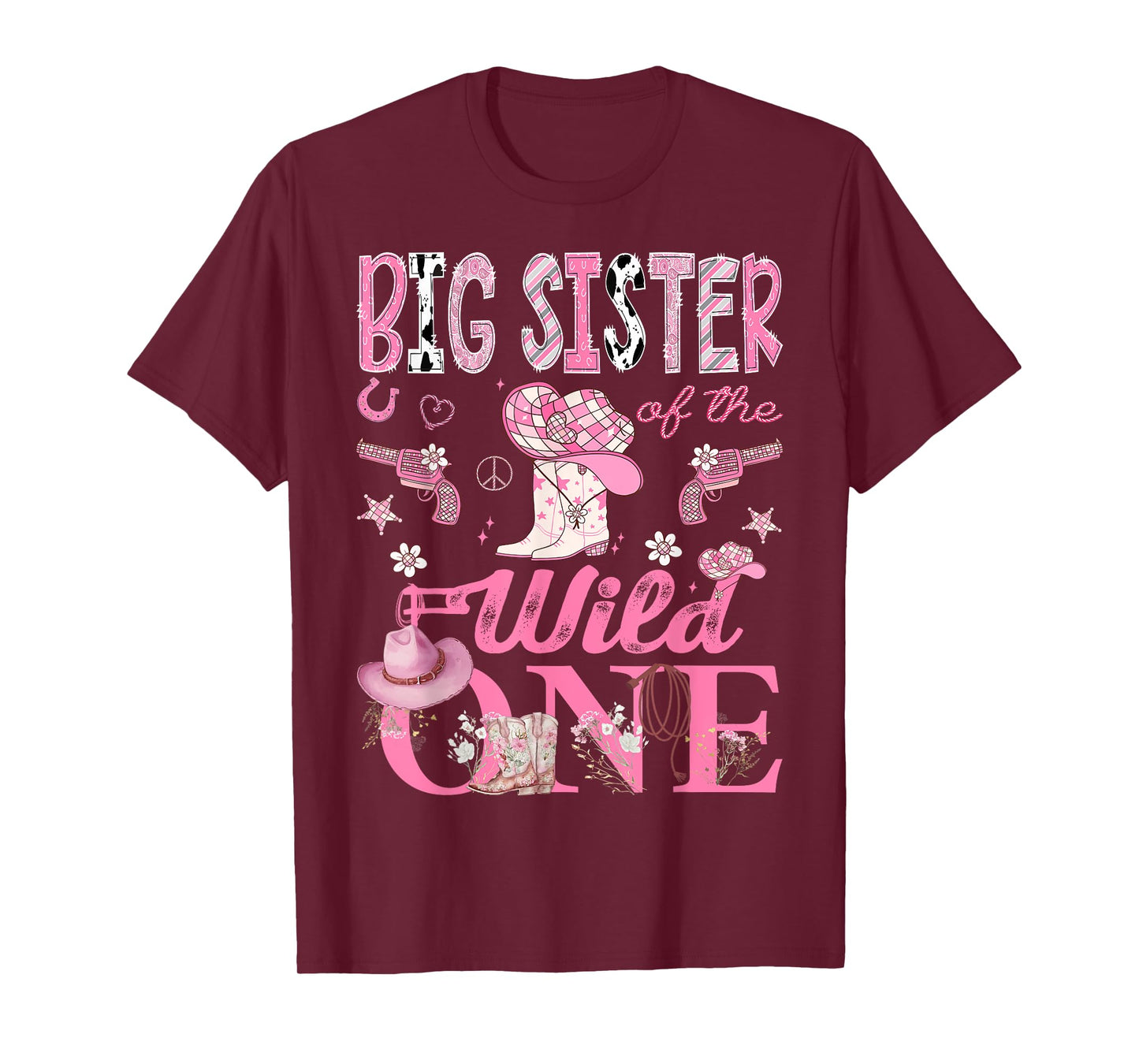 Big Sister Of The Wild One 1St Birthday CowGirl Disco T-Shirt