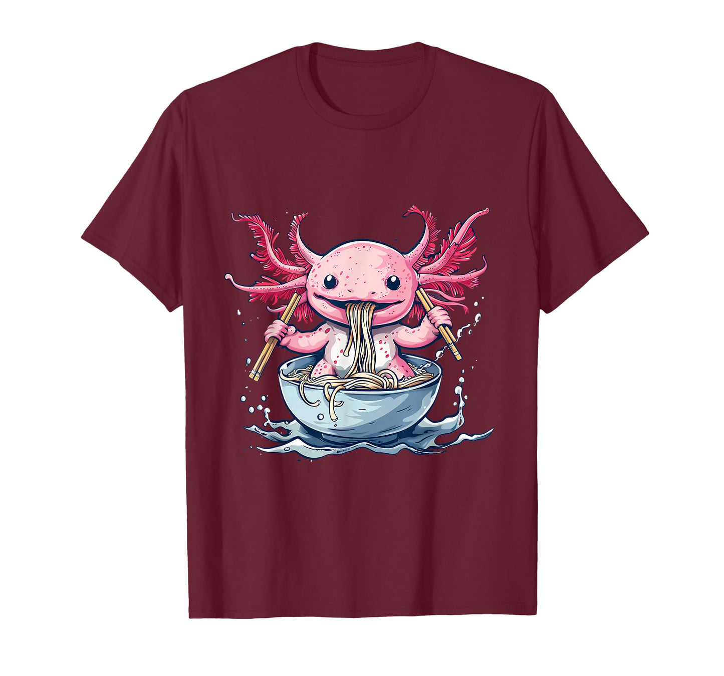 Axolotl Eating Ramen Japanese Noodles Axolotl Ramen Bowl T-Shirt