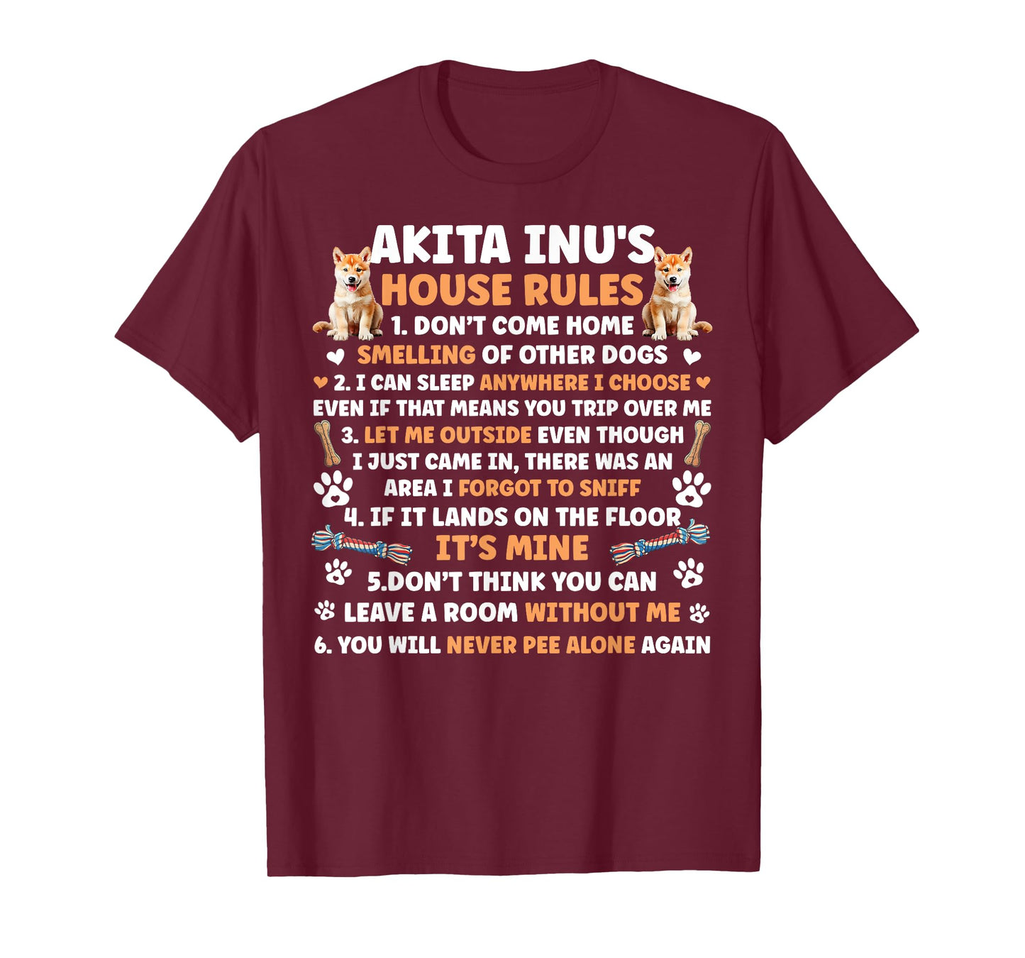 Akita Inu's House Rules Akita Inu Lover Akita Inu Owner T-Shirt