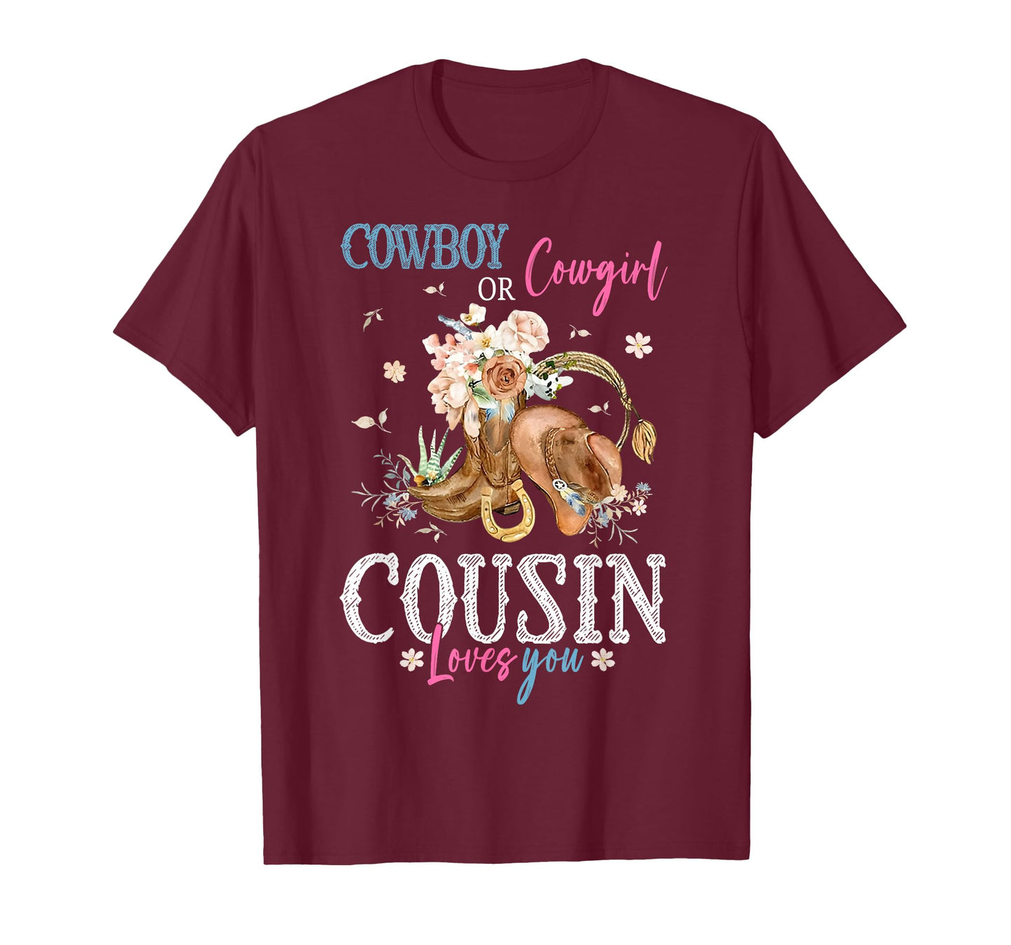 Cowboy or Cowgirl Gender Reveal Party Announcement Cousin T-Shirt
