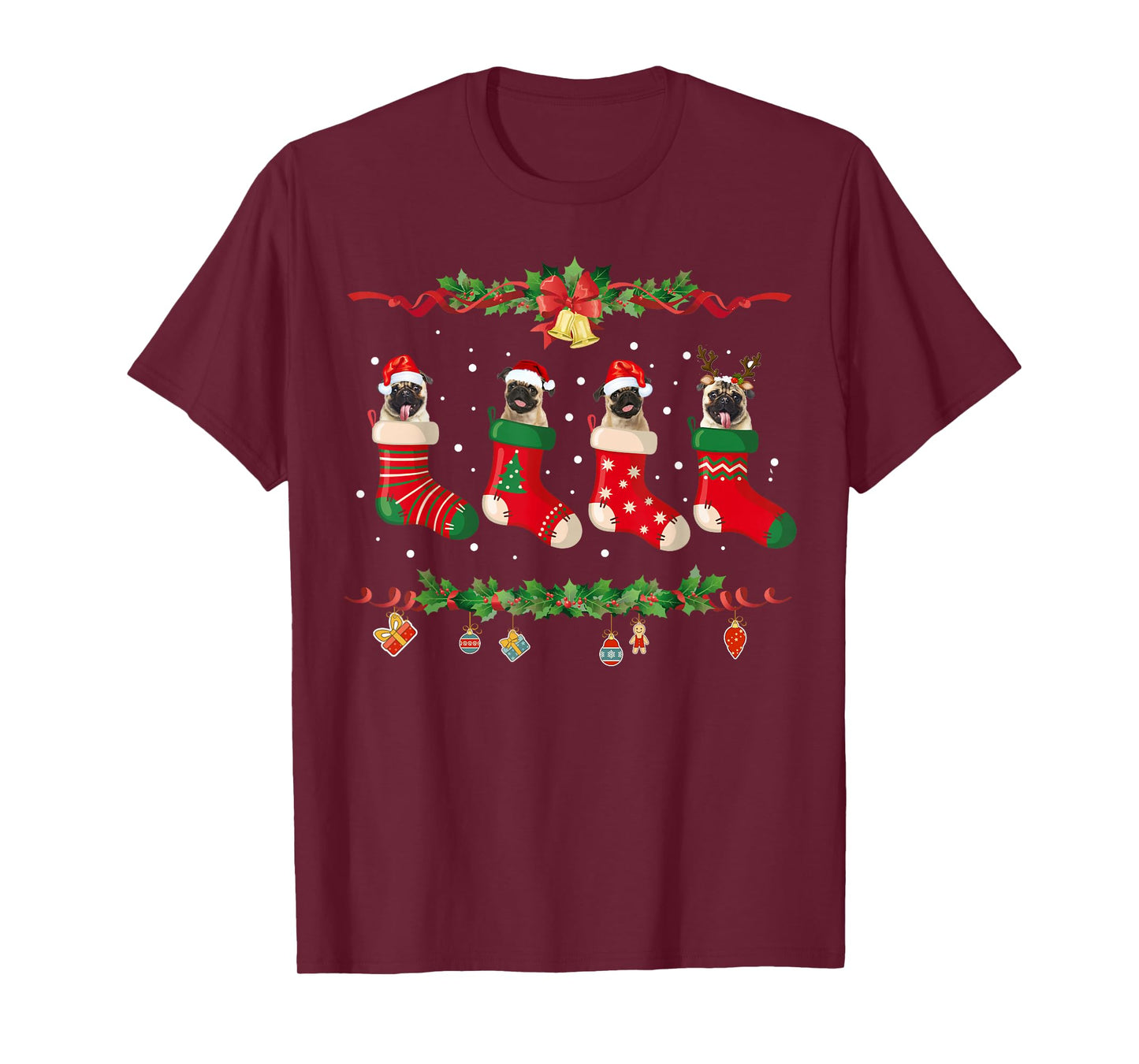 Pug Christmas Shirt Stocking Dog Xmas Sweater T-Shirt