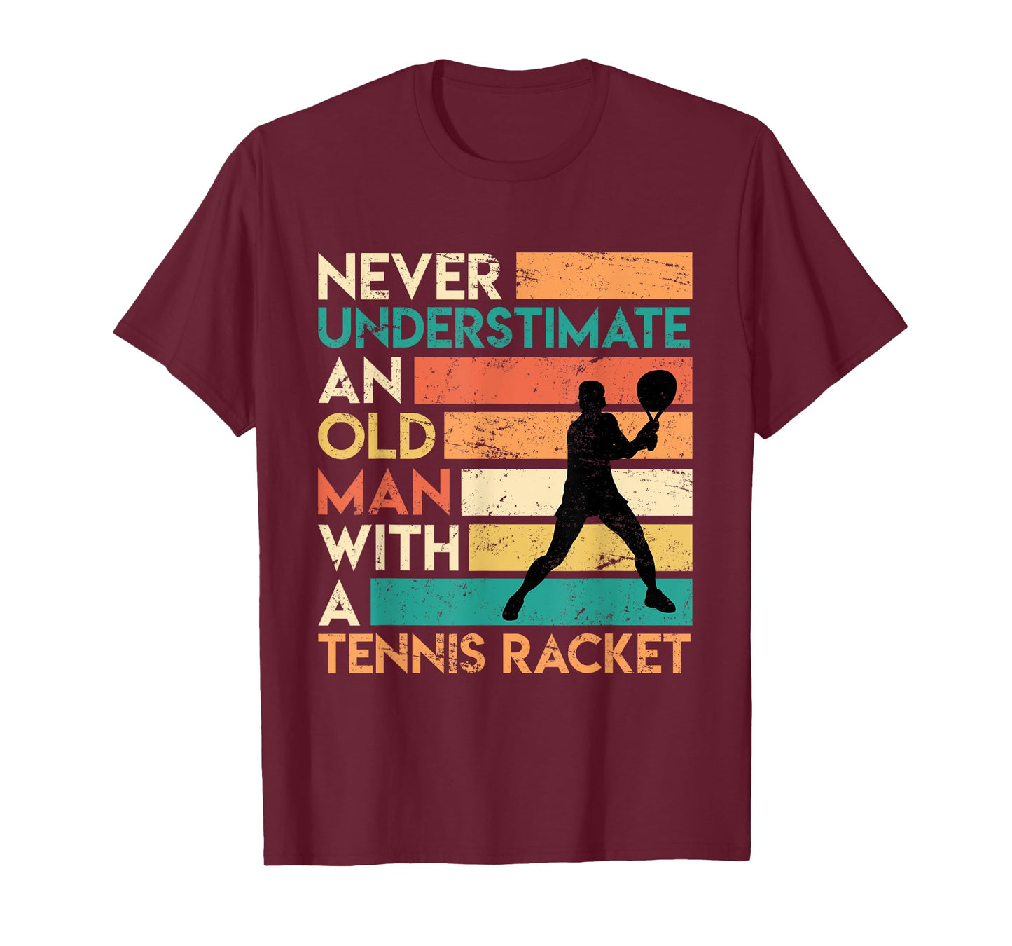 Retro Never underestimate an old man Tennis racket T-Shirt
