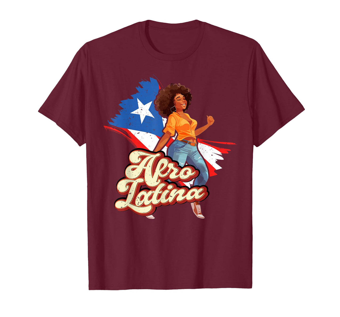 Puerto Rico Afro Latina boricua woman flag dancing caribbean T-Shirt