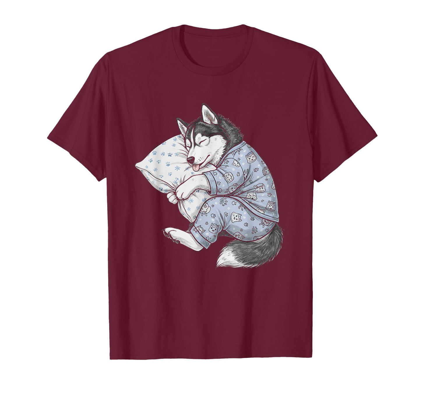 Funny Sleepy Siberian Husky Pajama Men Women Kids T-Shirt