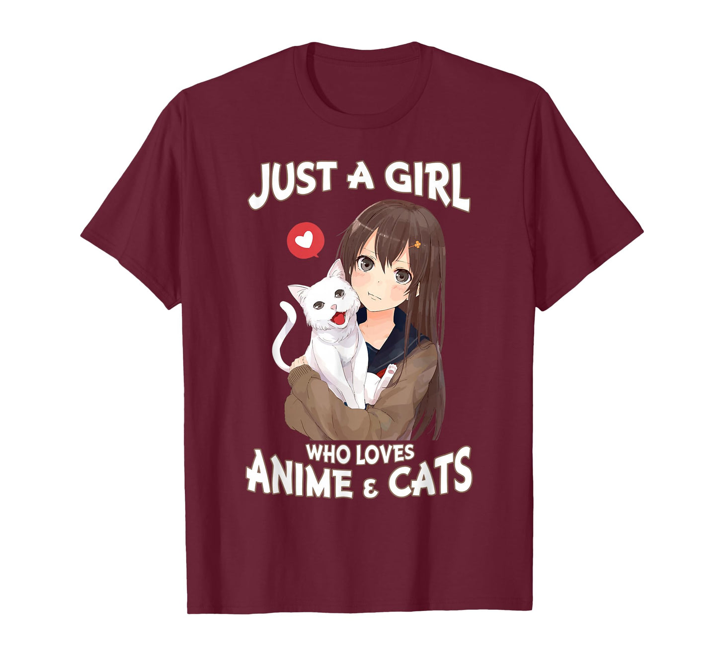 Just A Girl Who Loves Anime & Cats for Teen Girls T-Shirt Small