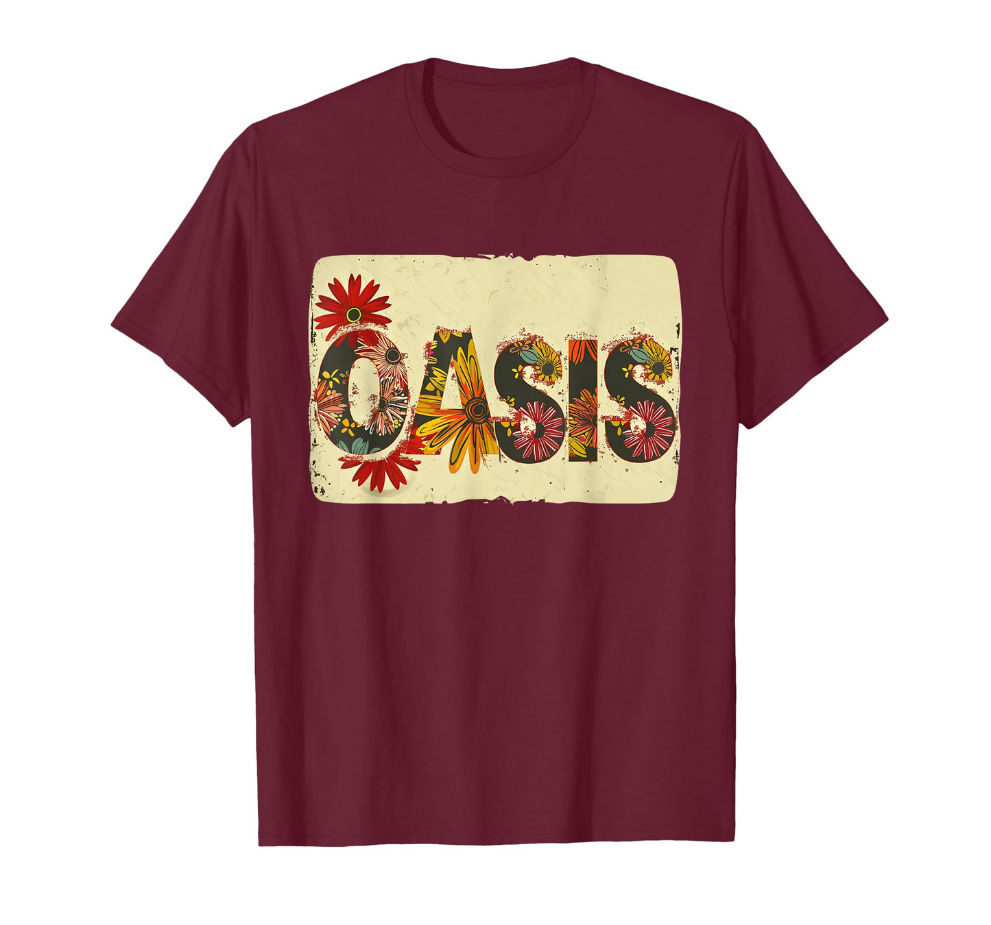 Colorful Oasis Statement with Flowers T-Shirt