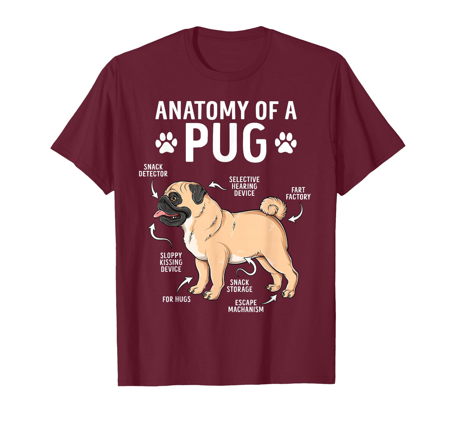 Anatomy of A Pug Funny Dog Lover Pug T-Shirt
