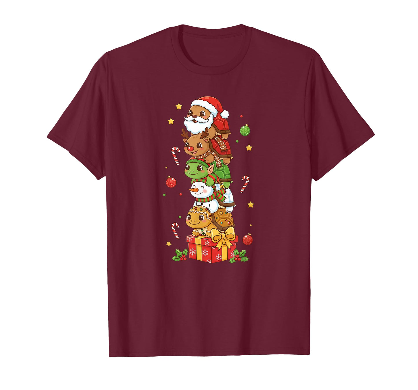 Funny Turtle Santa Elf Snowman Christmas Womens Mens Kids T-Shirt