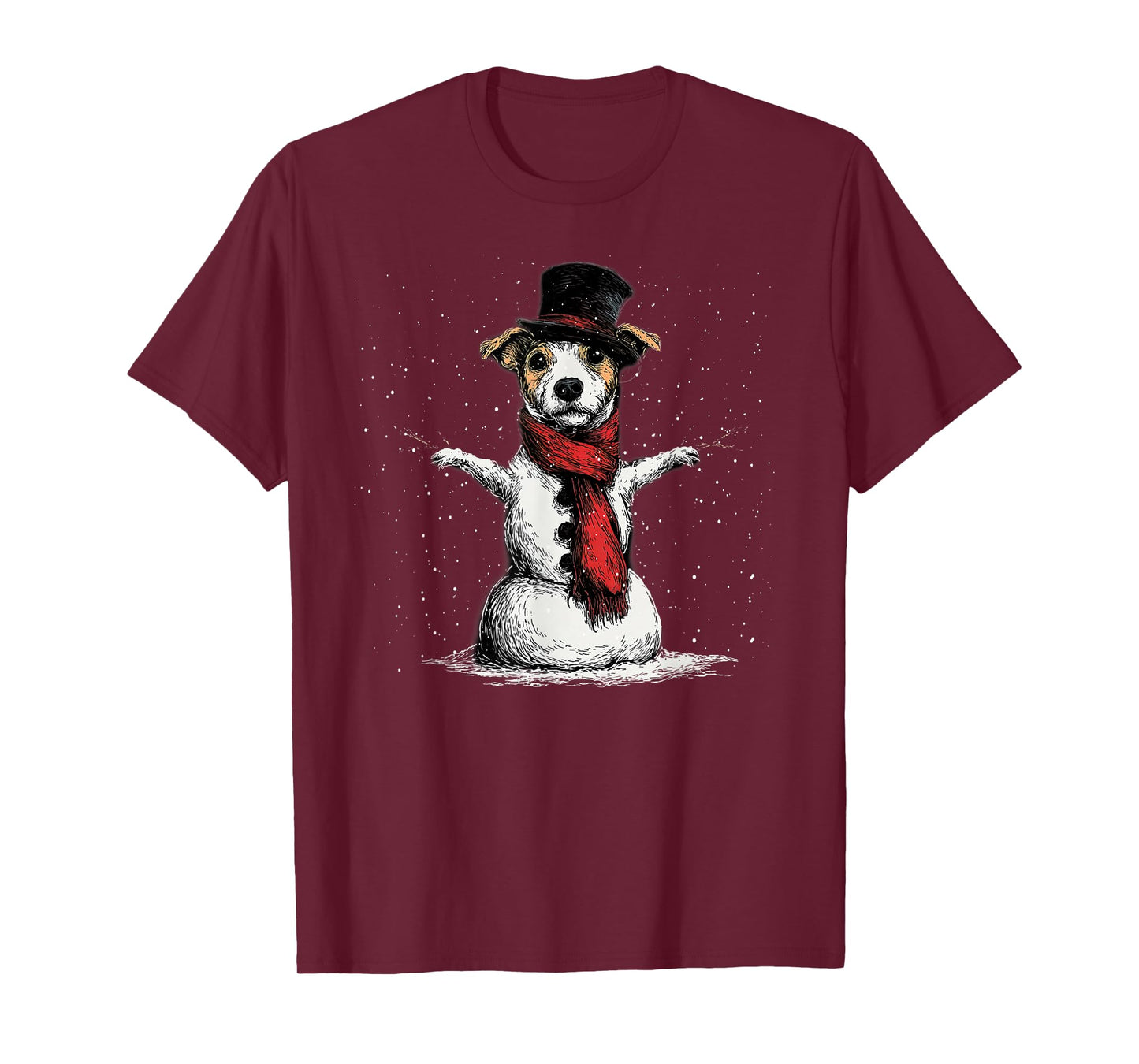 Funny Jack Russell Dog Christmas Snowman Xmas Pajama T-Shirt
