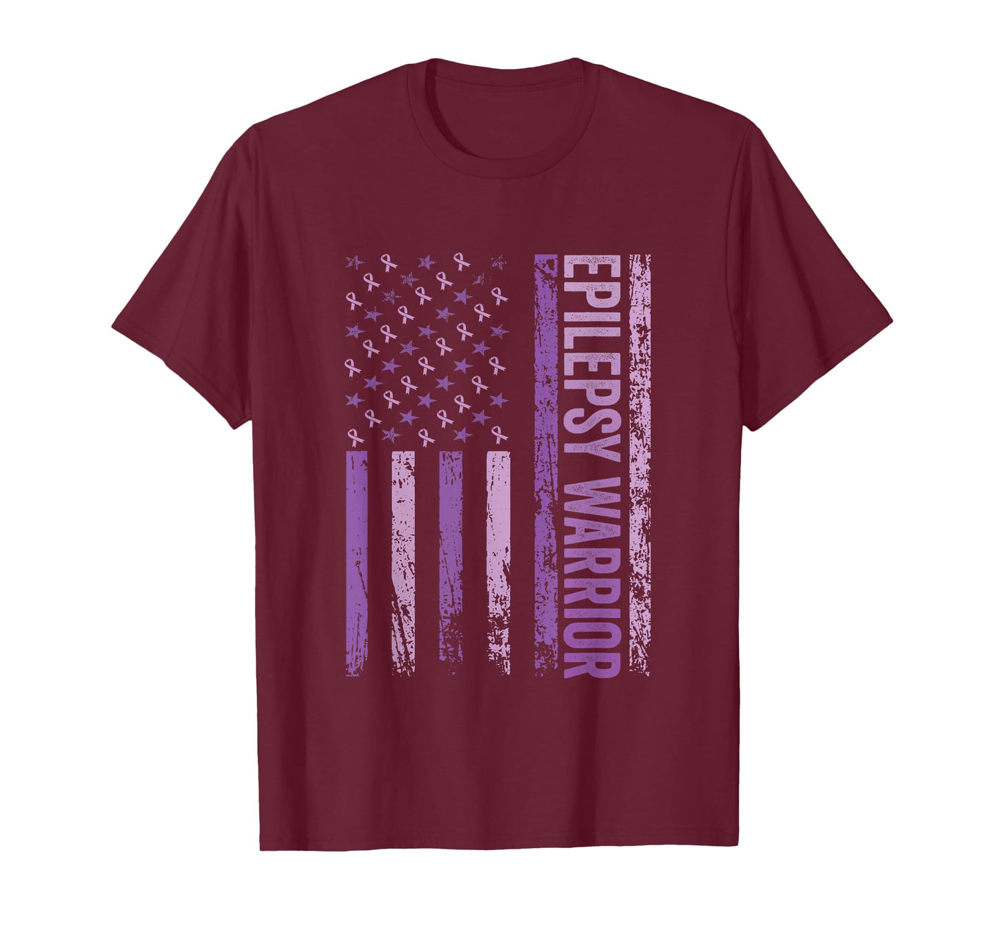 Epilepsy Warrior Kids Purple Ribbon Awareness USA Flag T-Shirt