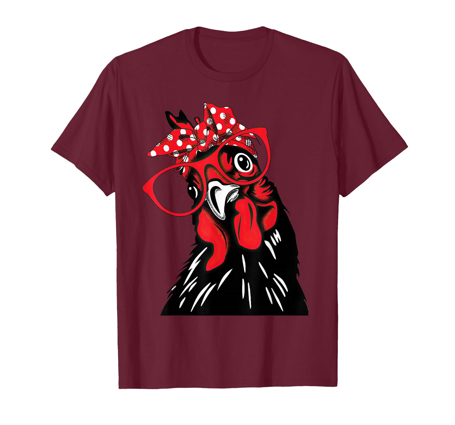 Funny Retro Chicken with Glasses Bandana Country Humor T-Shirt