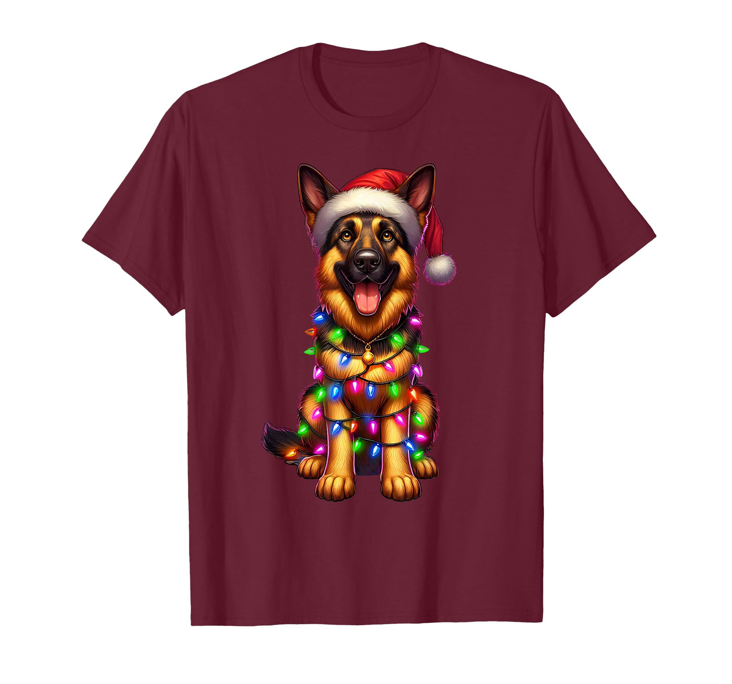 German Shepherd Christmas Tree Lights Xmas Pajama Dog Lover T-Shirt
