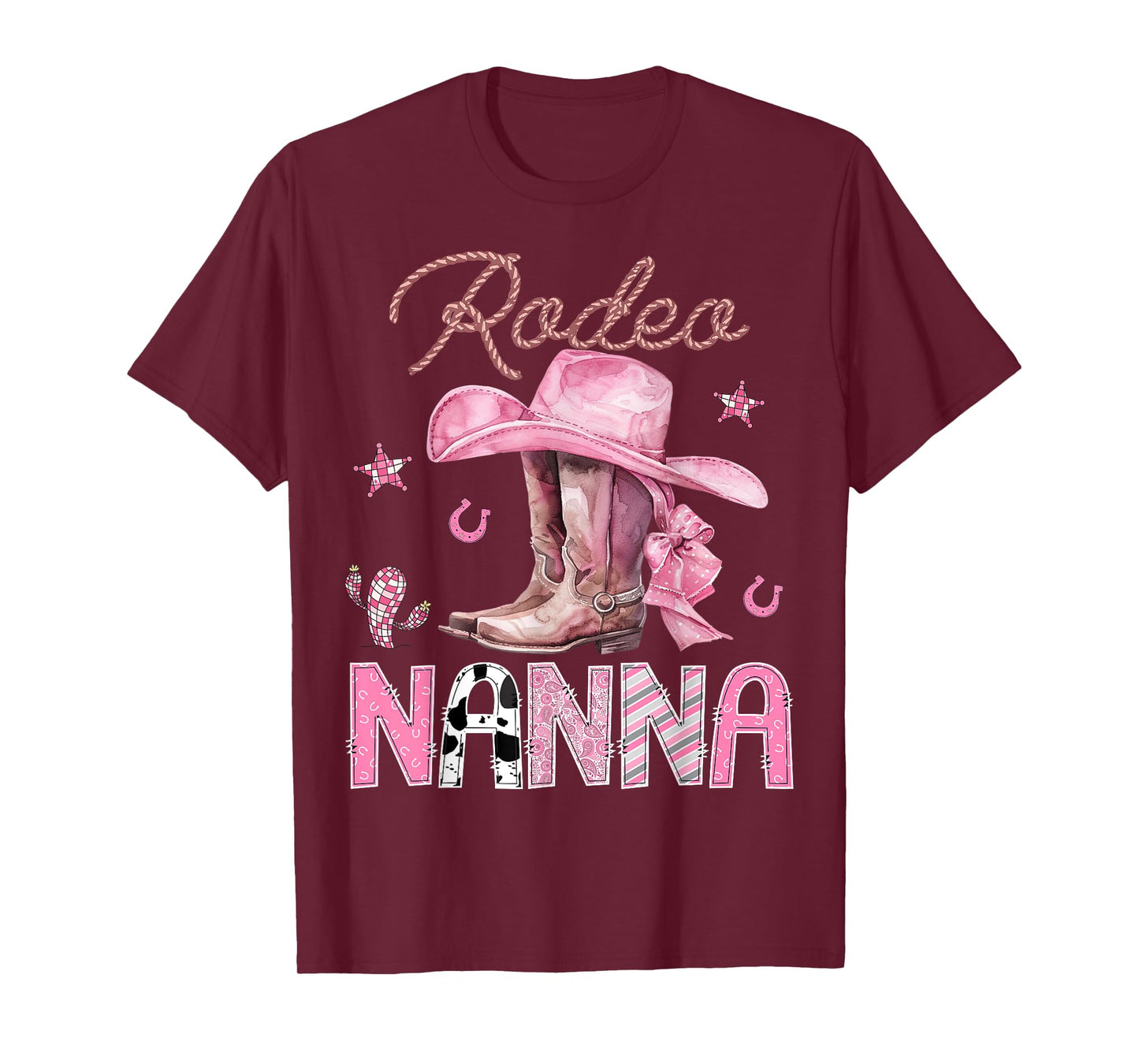Rodeo Nanna Pink Boots Coquette CowGirl Birthday Party T-Shirt