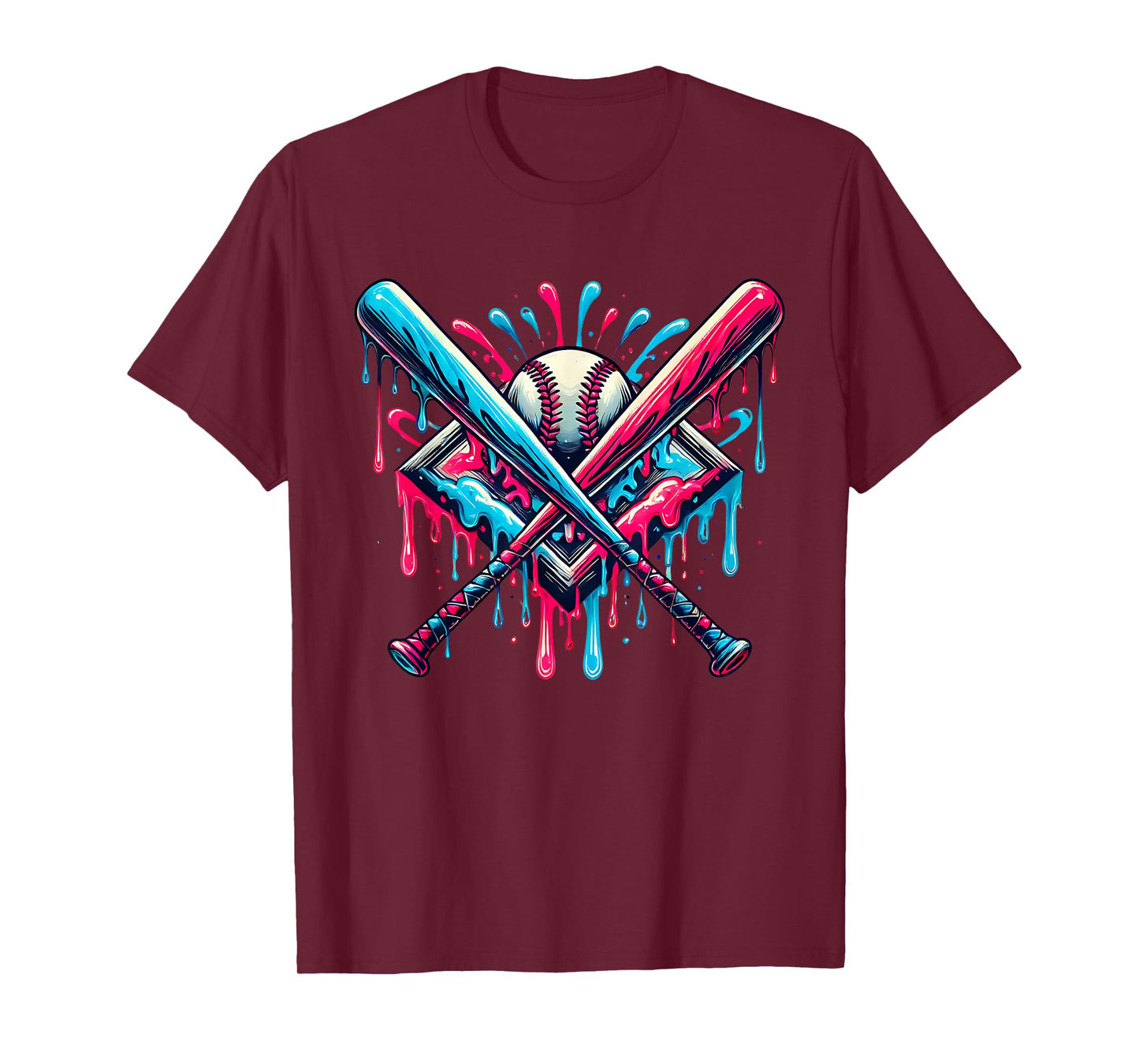 Baseball Dripping Ice Cream Drip Youth Boys Baseball T-Shirt