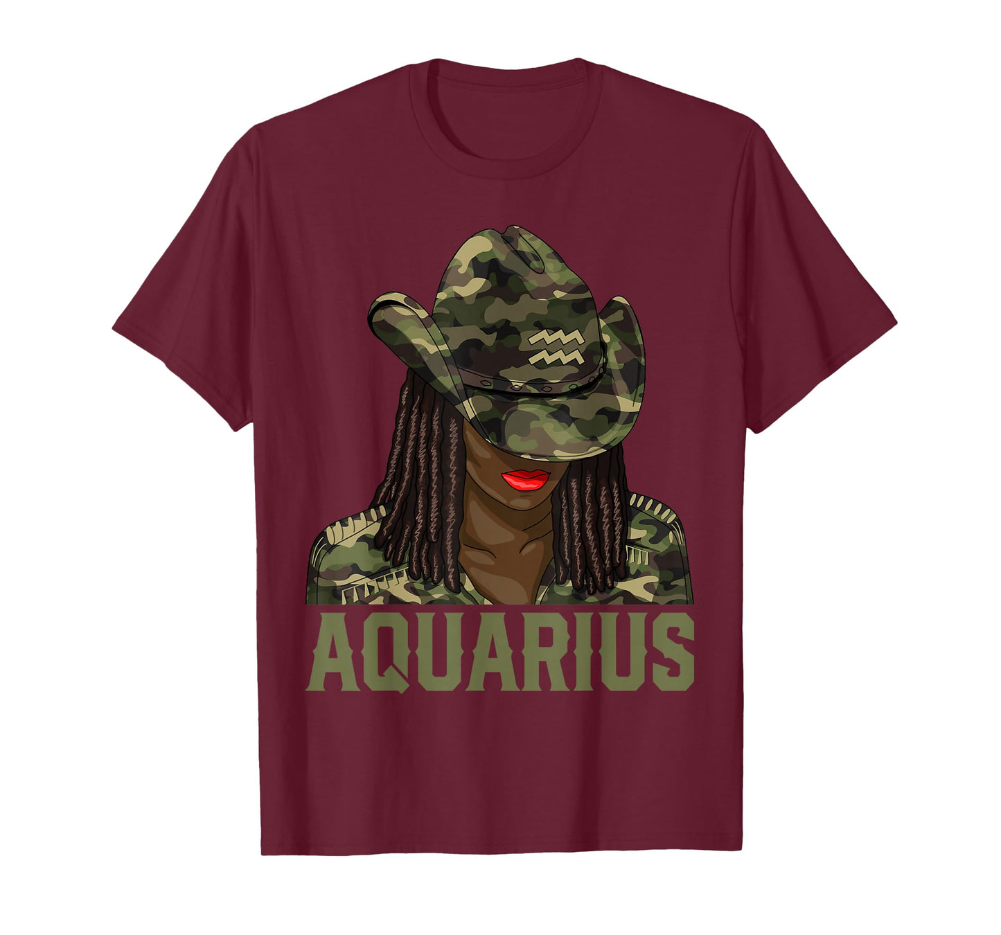Aquarius Western Black Cowgirl Camo African American Zodiac T-Shirt