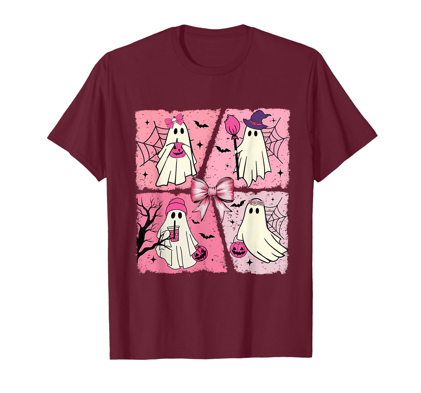 Halloween Ghost Pink Cute Ghost Coquette Halloween T-Shirt