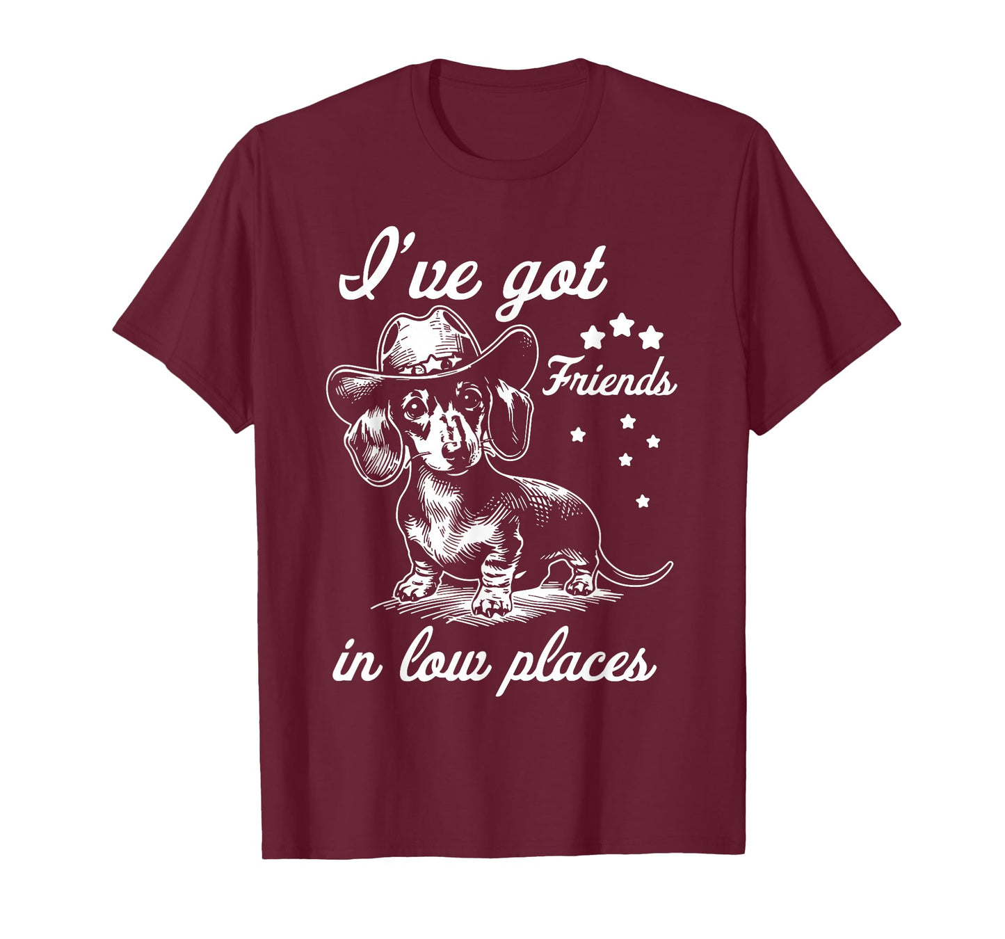 Retro I've Got Friends In Low Places Funny Dachshund Cowboy T-Shirt