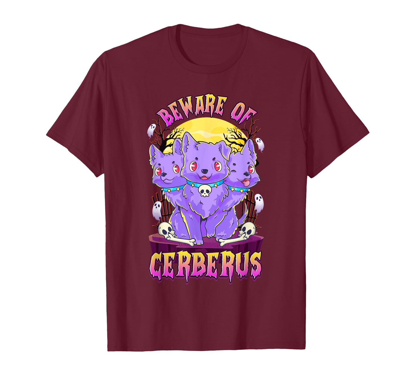 Kawaii Pastel Goth Cute Creepy 3-Headed Dog Funny Cerberus Men Women T-Shirt