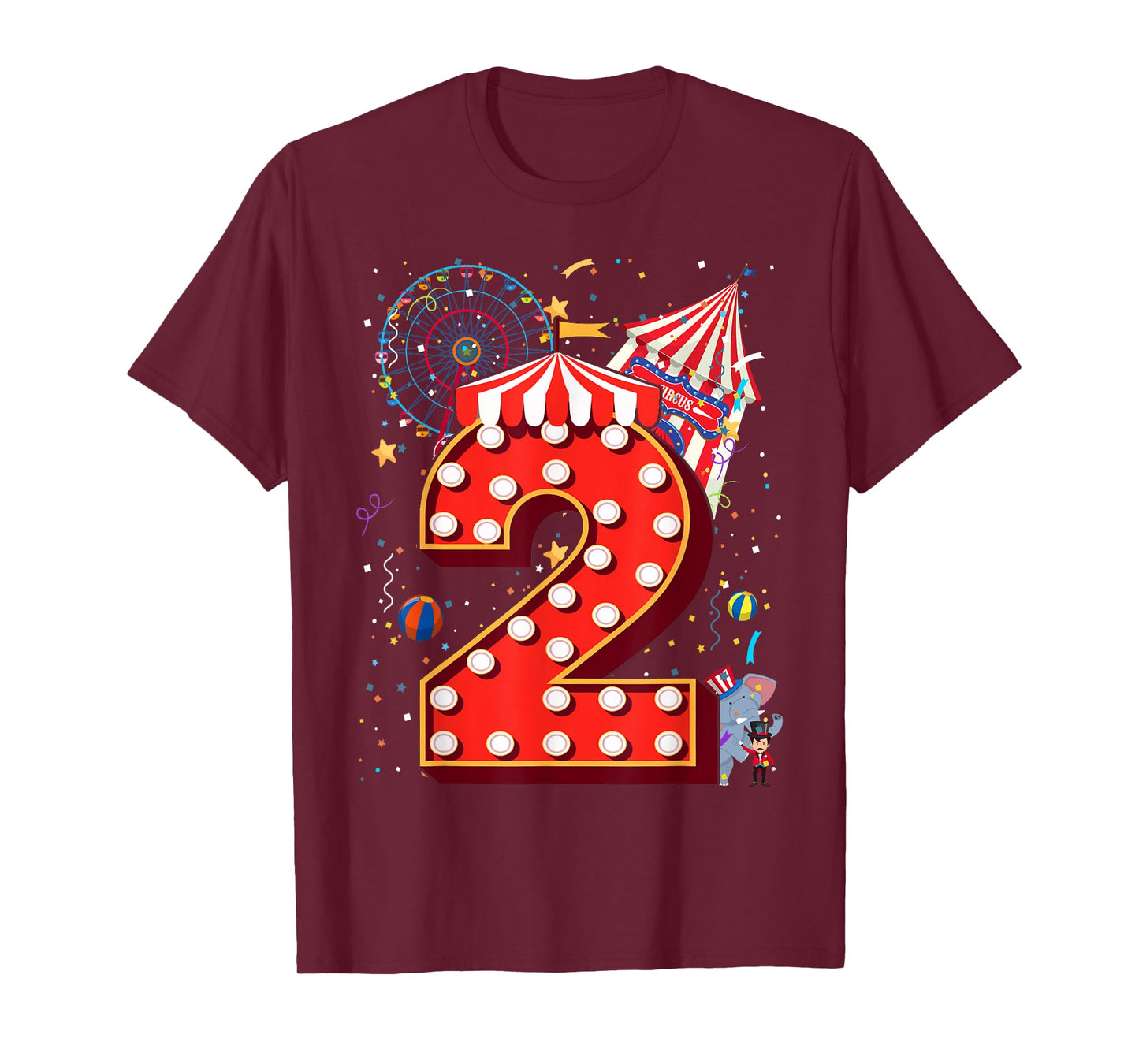 2 Year Old Circus Top Birthday Carnival 2nd Party Toddler T-Shirt