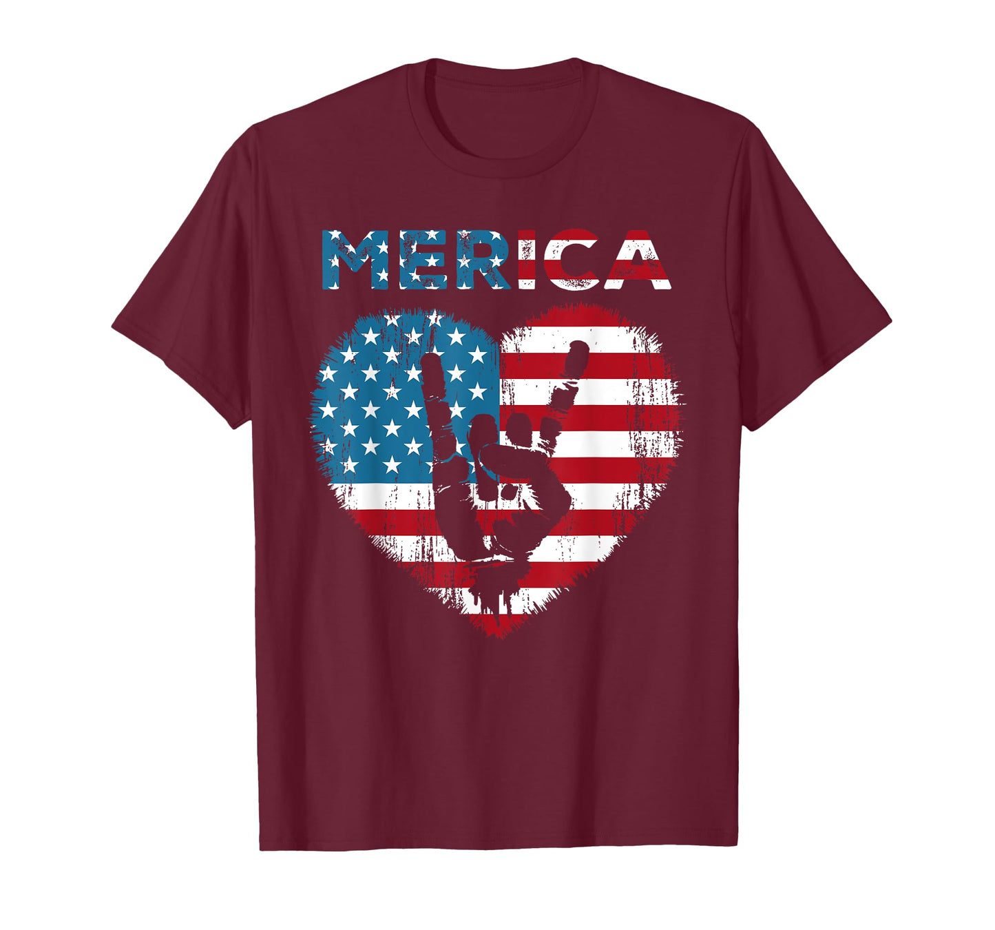 Merica Rock Sign 4th of July American Flag USA Men Women T-Shirt