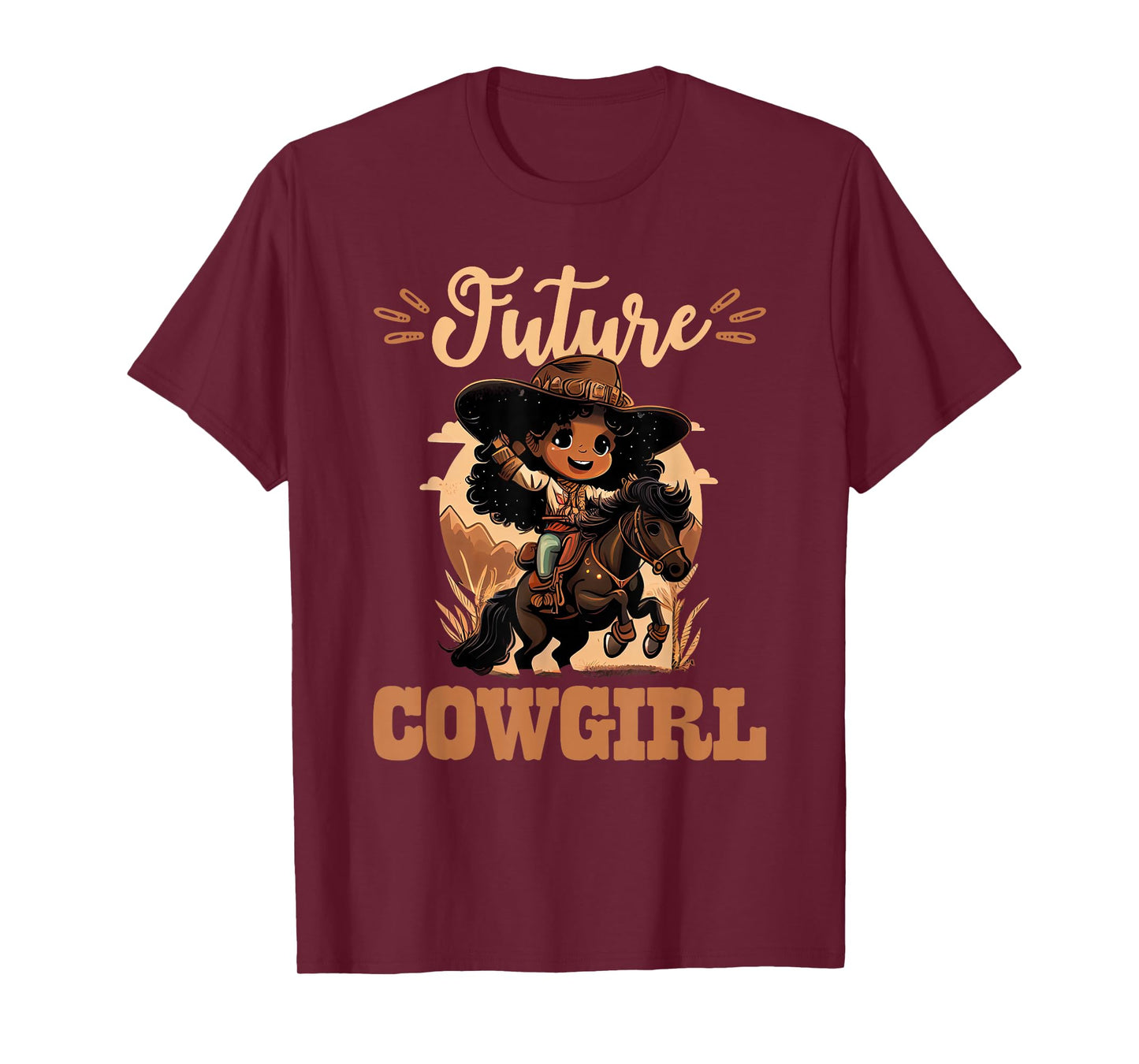 Future Cowgirl Toddler, African American Rodeo Girl Kids T-Shirt