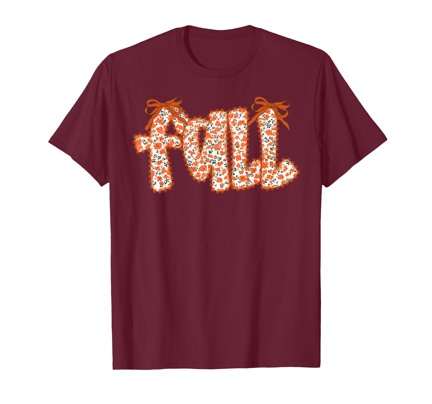 Fall Leaves Coquette Bow Wildflower Thanksgiving Autumn T-Shirt