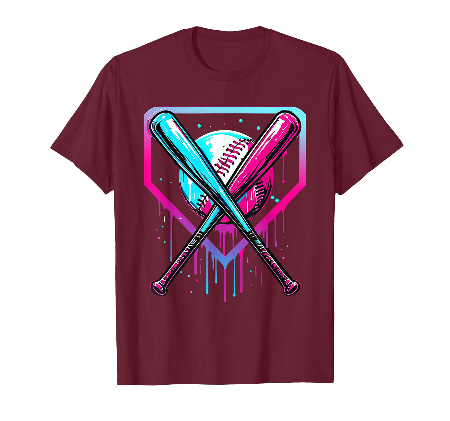 Baseball Drip For Boys Home Plate Ice Cream Drip Youth T-Shirt