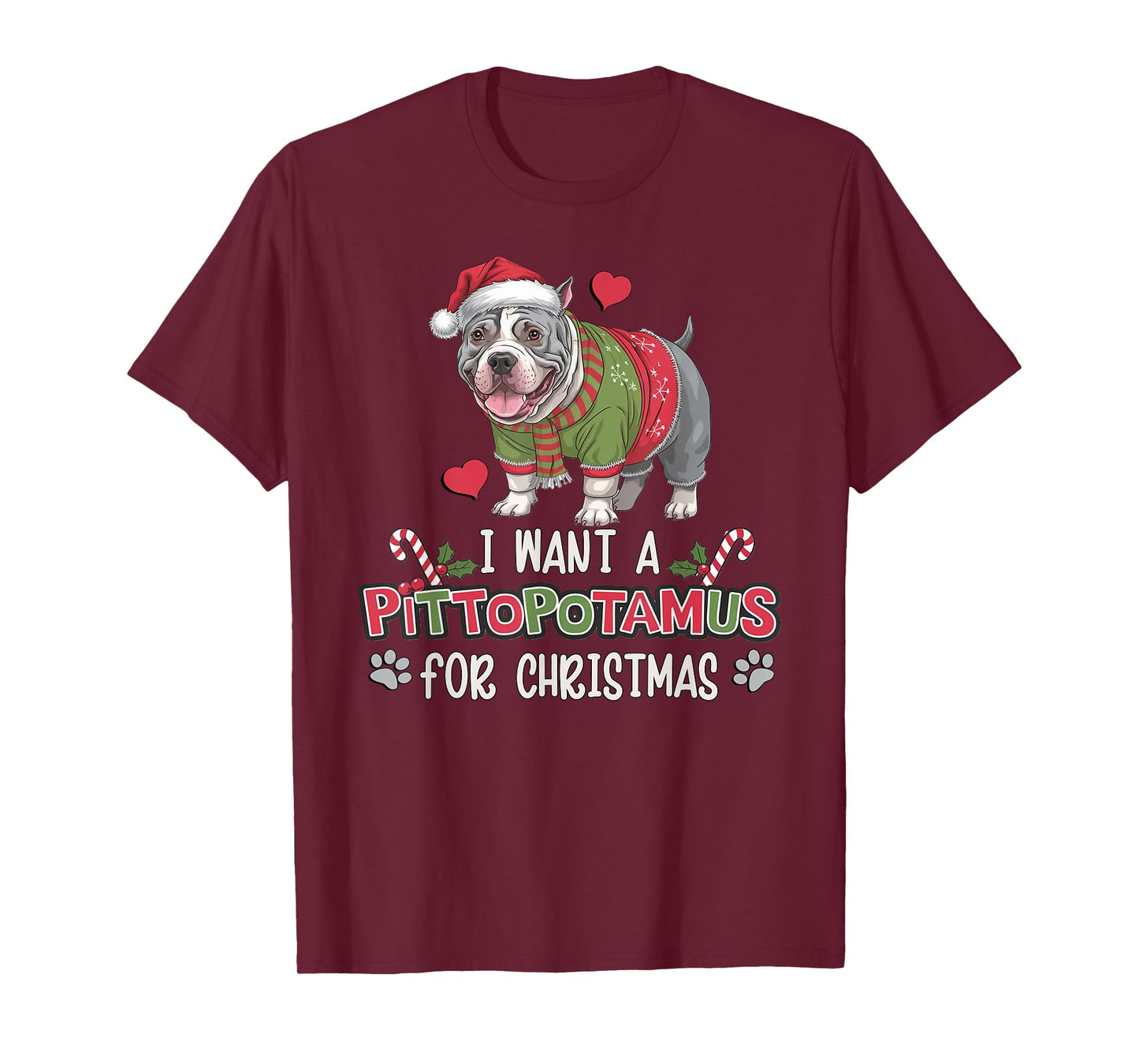 Merry Pitmas Pitbull Dog I Love My Pittopotamus Christmas T-Shirt