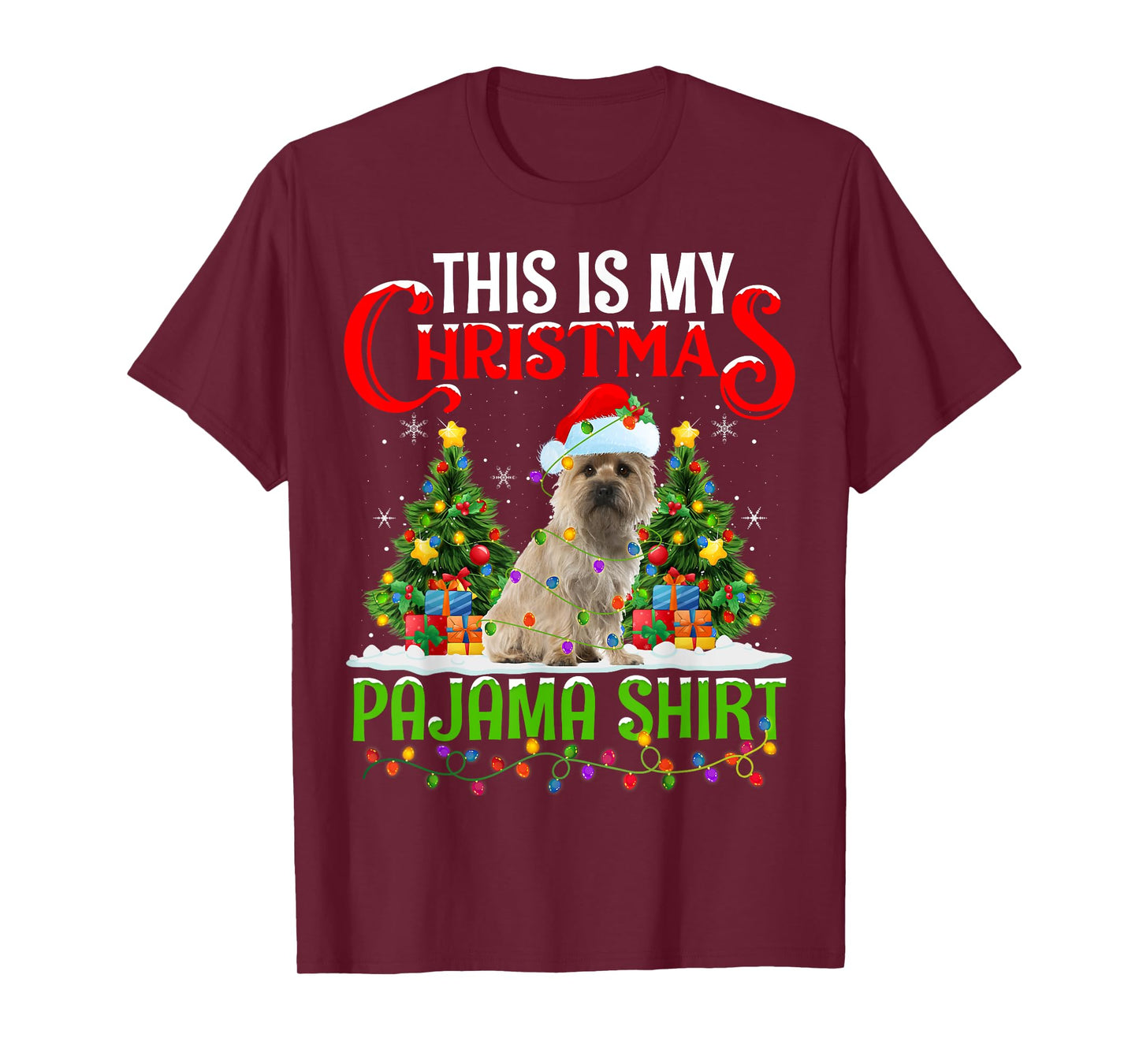 This Is My Christmas Pajamas Lighting Cairn Terrier Dog Xmas T-Shirt