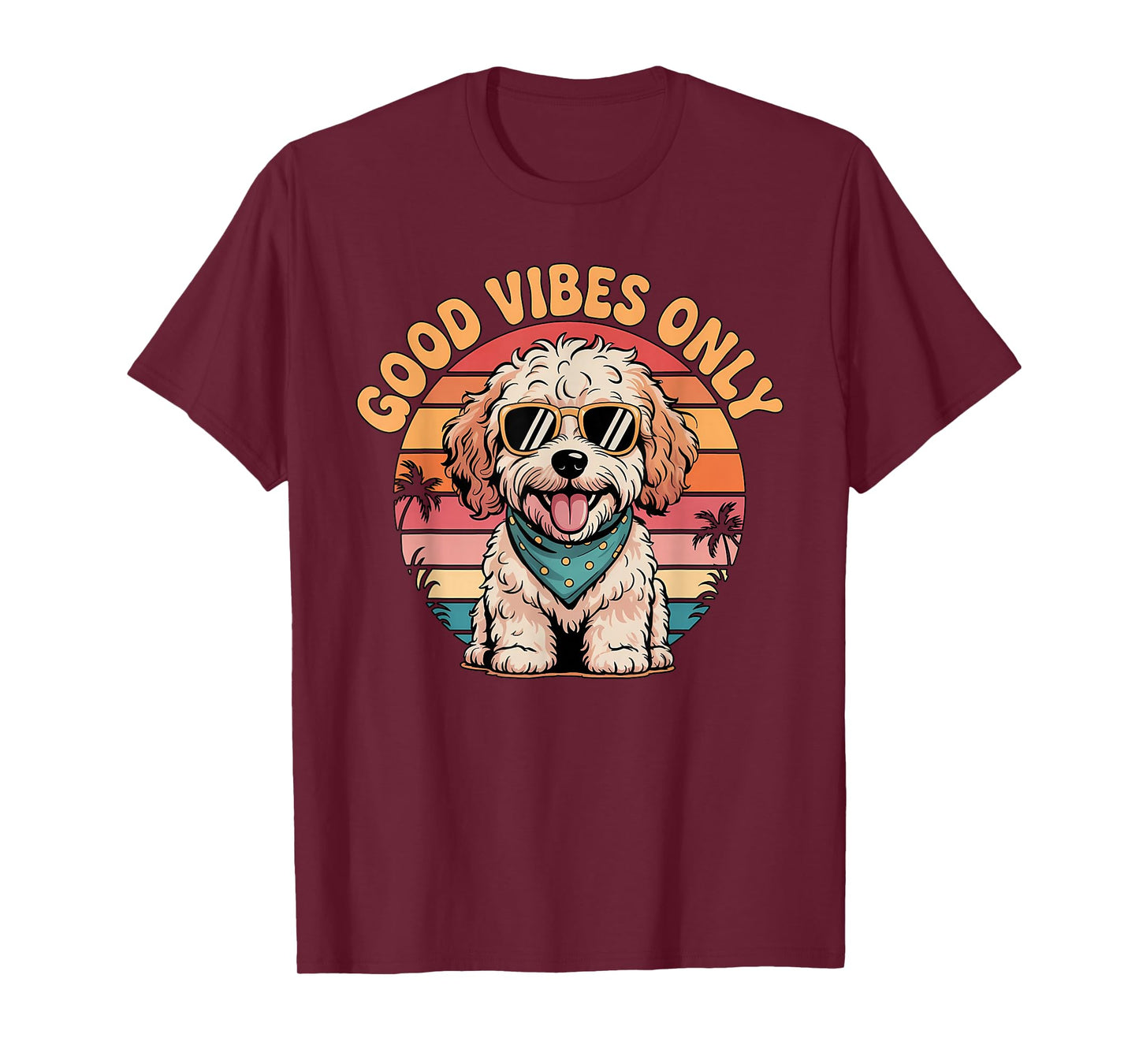 Cockapoo Puppy Retro Sunset Vibes Dog Lover T-Shirt