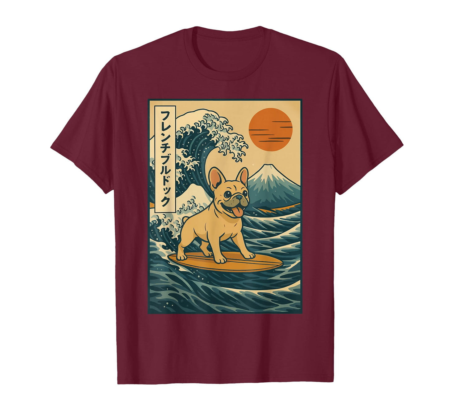 French Bulldog Surfing Japanese T-Shirt