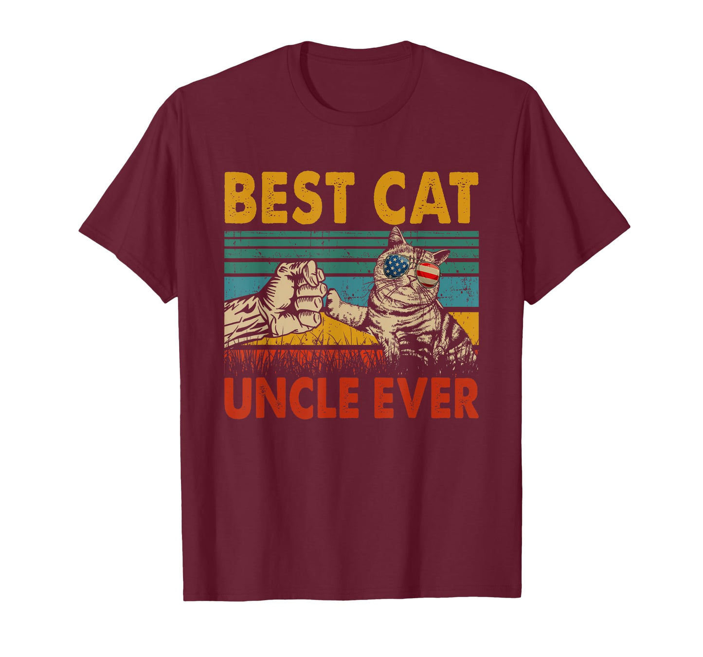 Vintage Retro Best Cat Uncle Ever Funny Dad Cat Lover Gifts T-Shirt for Men Women