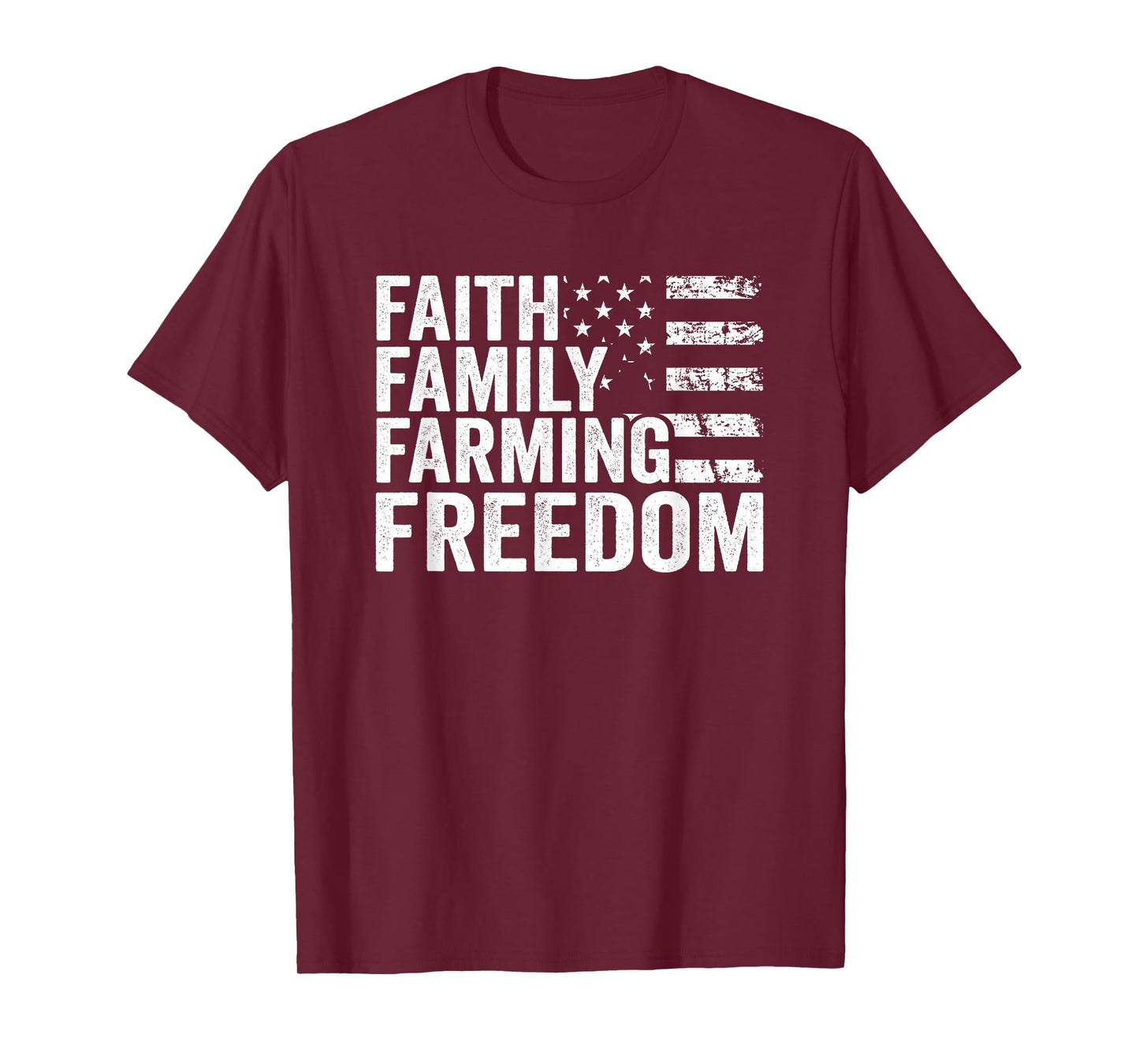 Faith Family Farming Freedom - USA Flag Christian Farmer T-Shirt