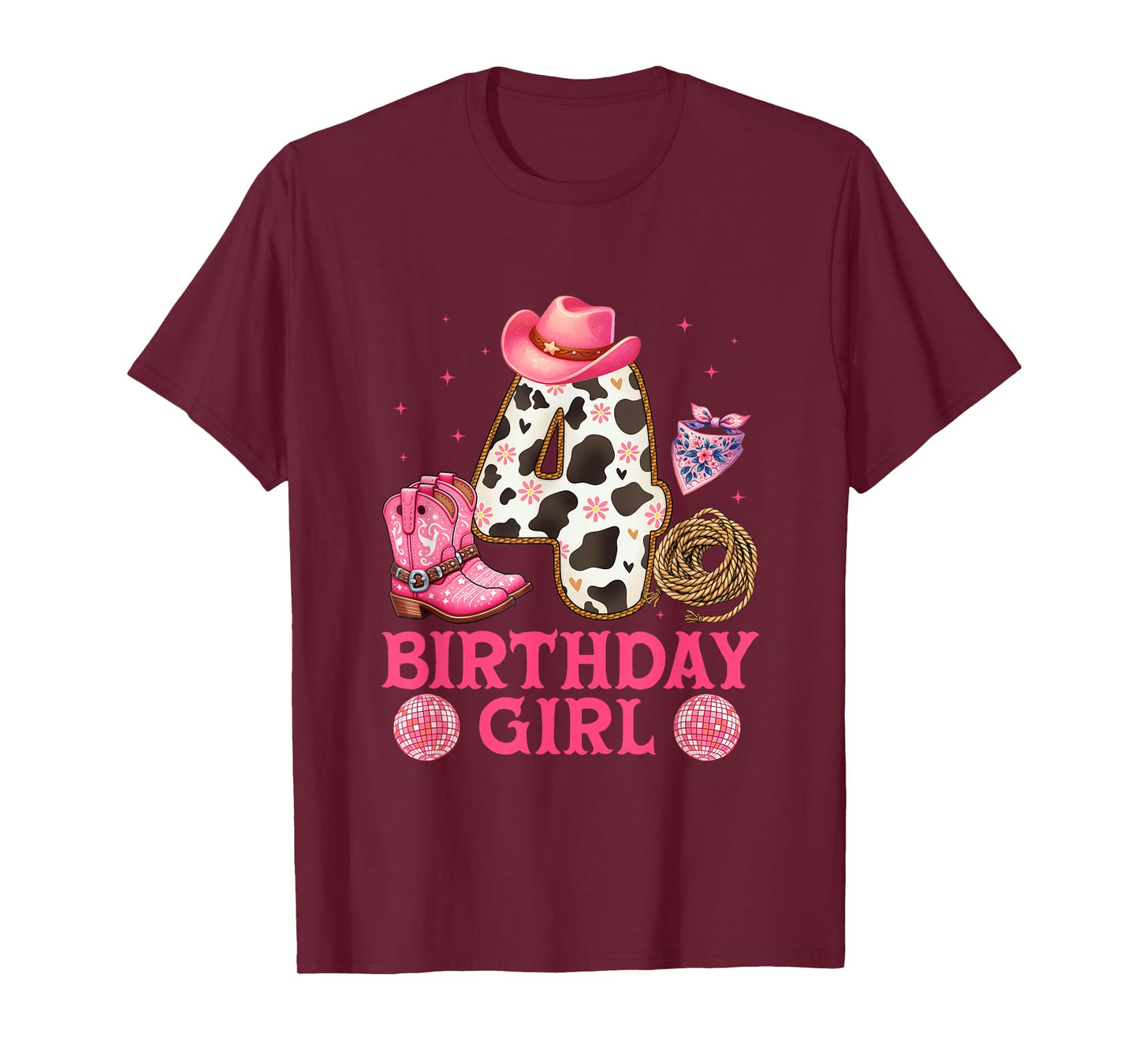 Cowgirl Birthday Girl 4 YearS Old Western 4th birthday girl T-Shirt