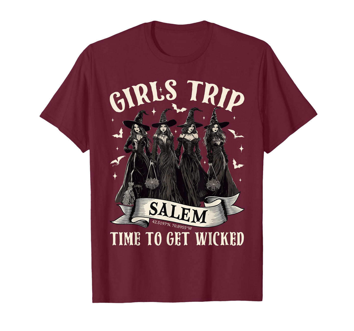 Girls Trip Salem Time To Get Wicked Halloween Witch Women T-Shirt
