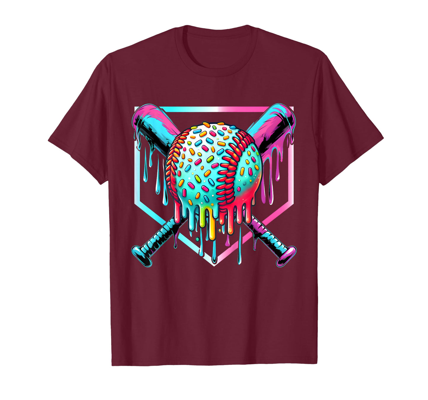 Baseball Home Plate Dripping Ice Cream Drip Youth Boys T-Shirt