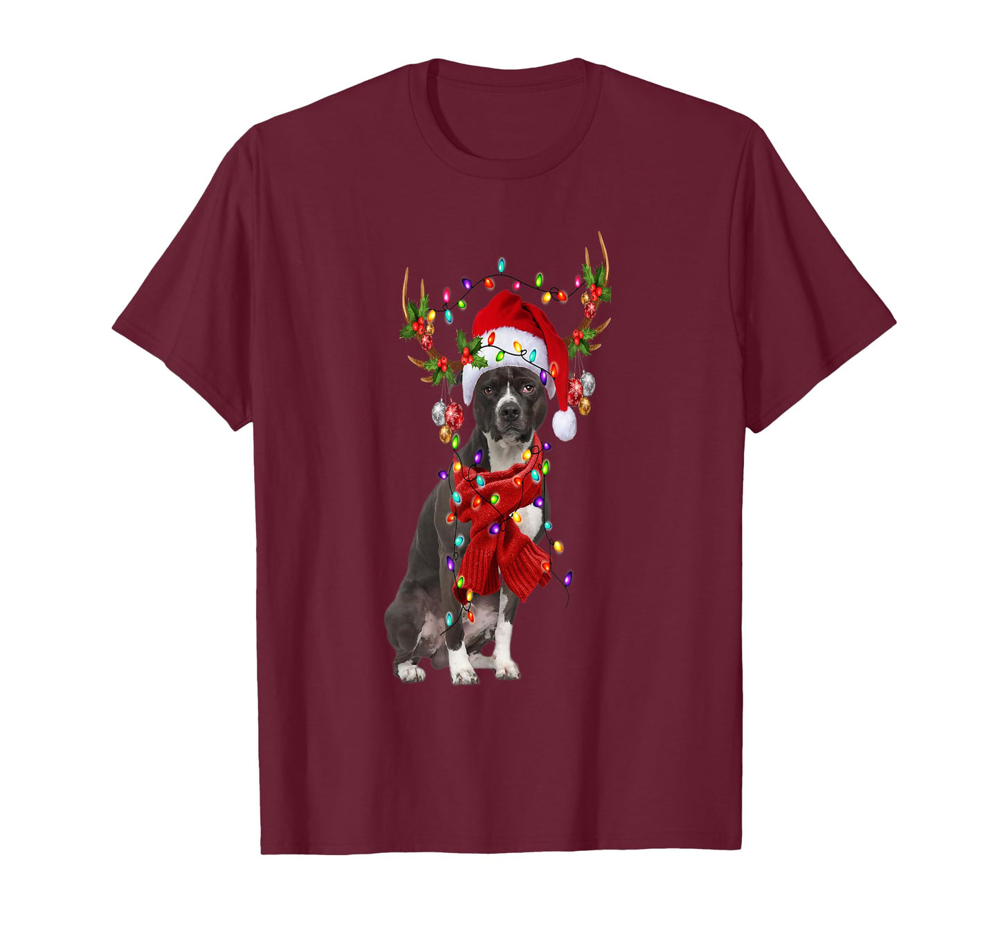 American Pit Bull Christmas Snow Layers Santa Dog Ugly Xmas T-Shirt