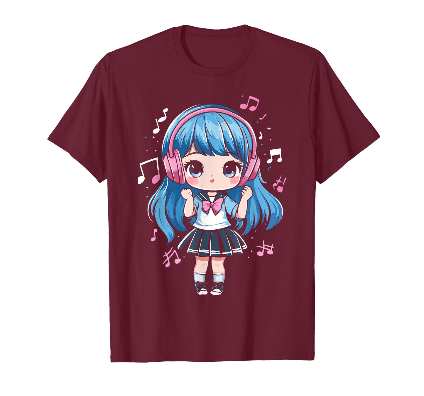 Anime Music Girl Teen Chibi Kawaii Manga Otaku Japanese Cute T-Shirt