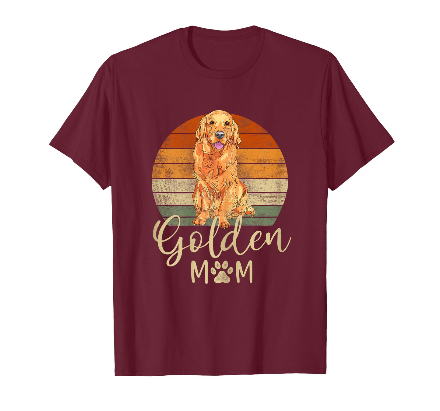 Golden Mom Retro Sunset Golden Retriever Lover Gift Dog Mama T-Shirt