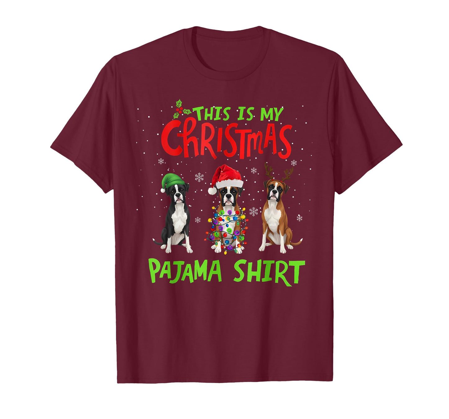 This is My Christmas Pajama Shirt Boxer Dog Funny Xmas T-Shirt
