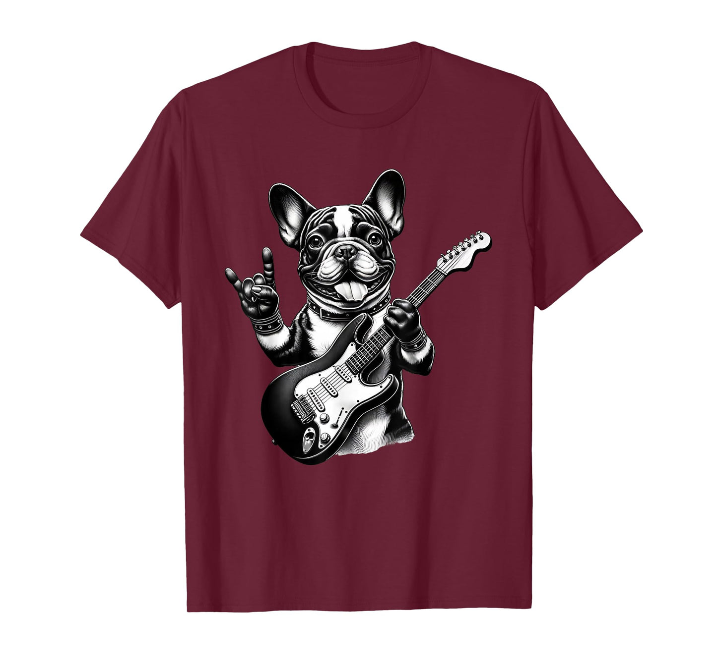French Bulldog Playing Electric Guitar Rock Star Frenchie T-Shirt