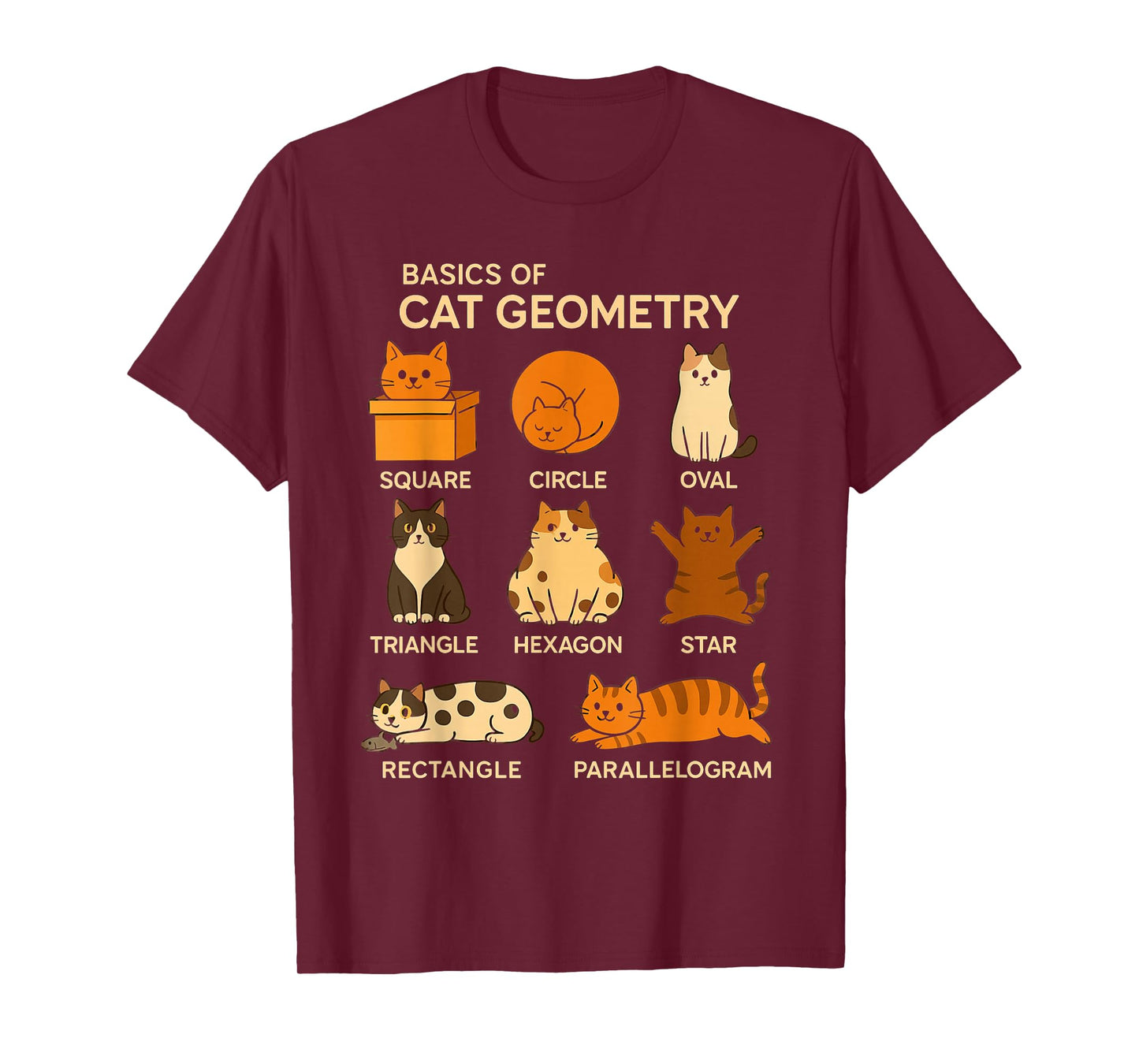 Basic Cat Geometry Cute Cat Cat Lover Cat Owner Math School T-Shirt