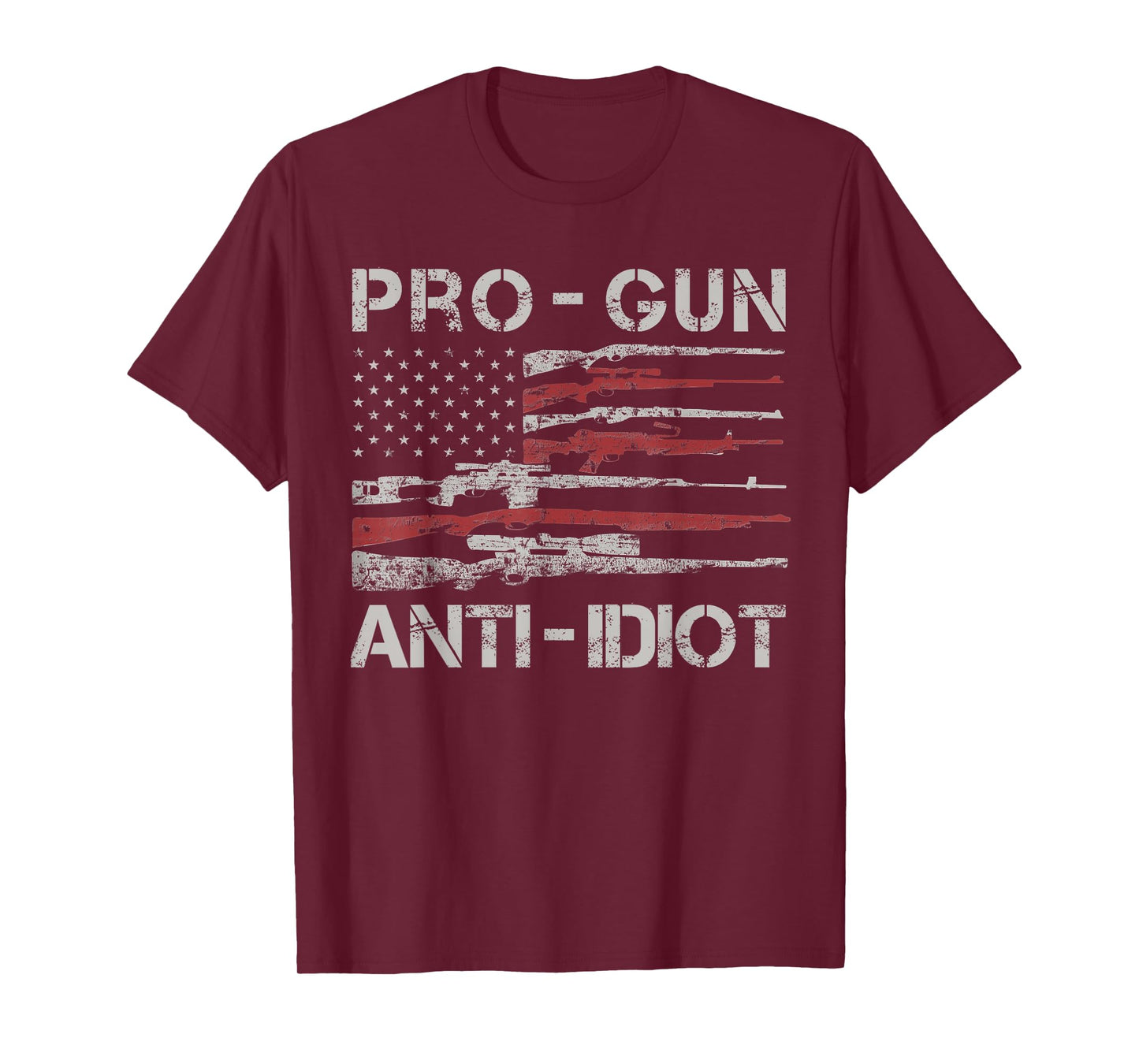 Pro Gun Anti Idiot shirt Vintage USA Flag 2nd Amendment T-Shirt