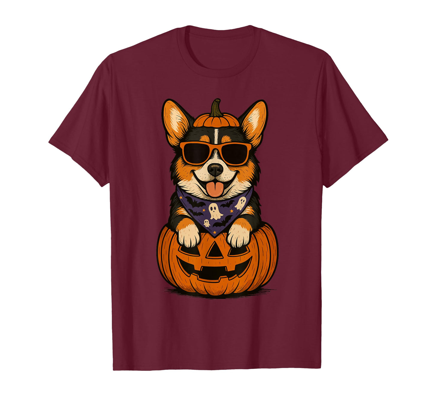 Spooky Tri Color Corgi Pumpkin Halloween Dog Lover T-Shirt