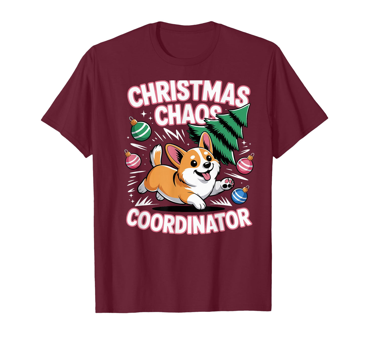 Christmas Chaos Coordinator Xmas Puppy Funny Welsh Corgi T-Shirt